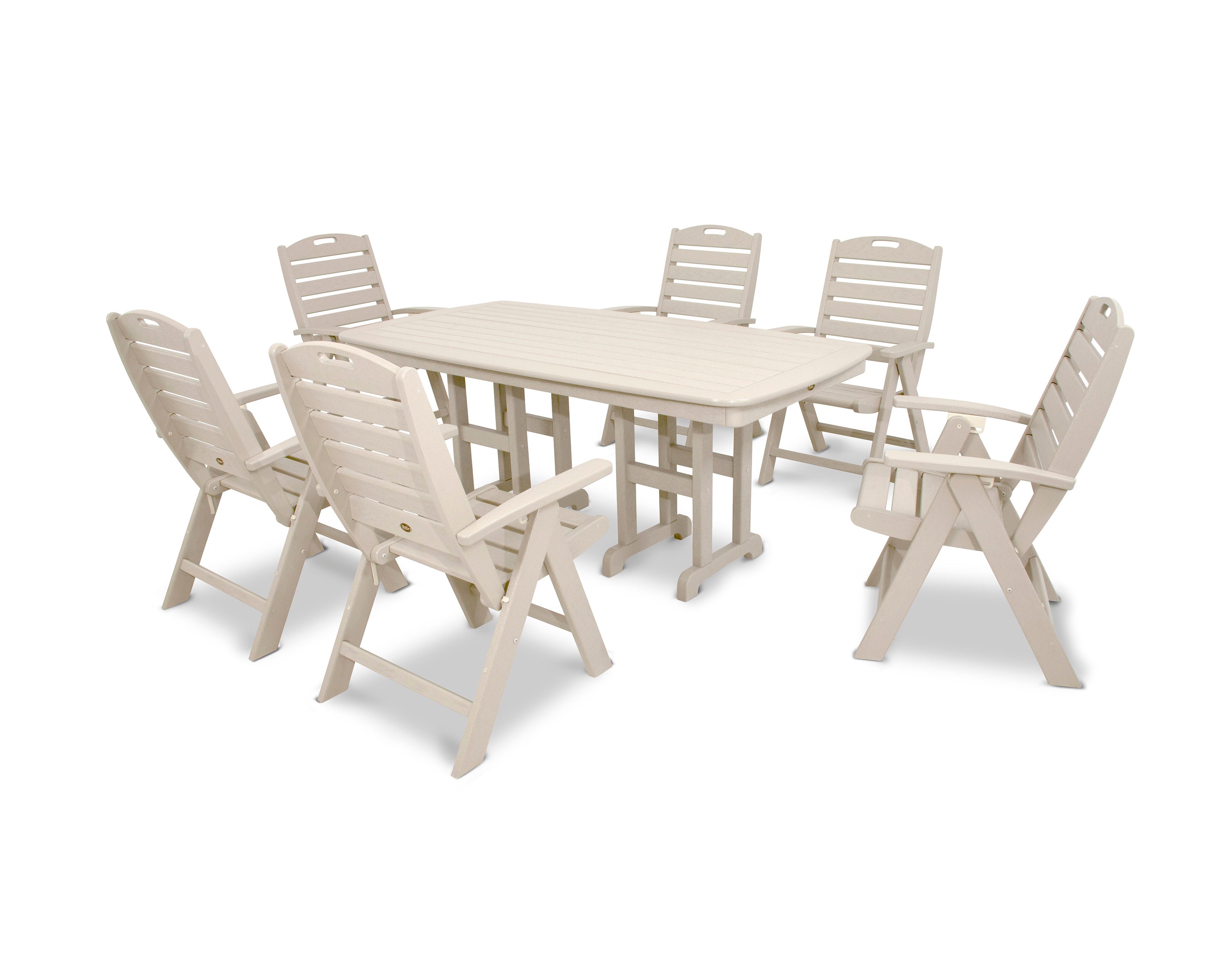 Yacht Club Highback 7-Piece Dining Set in Sand Castle