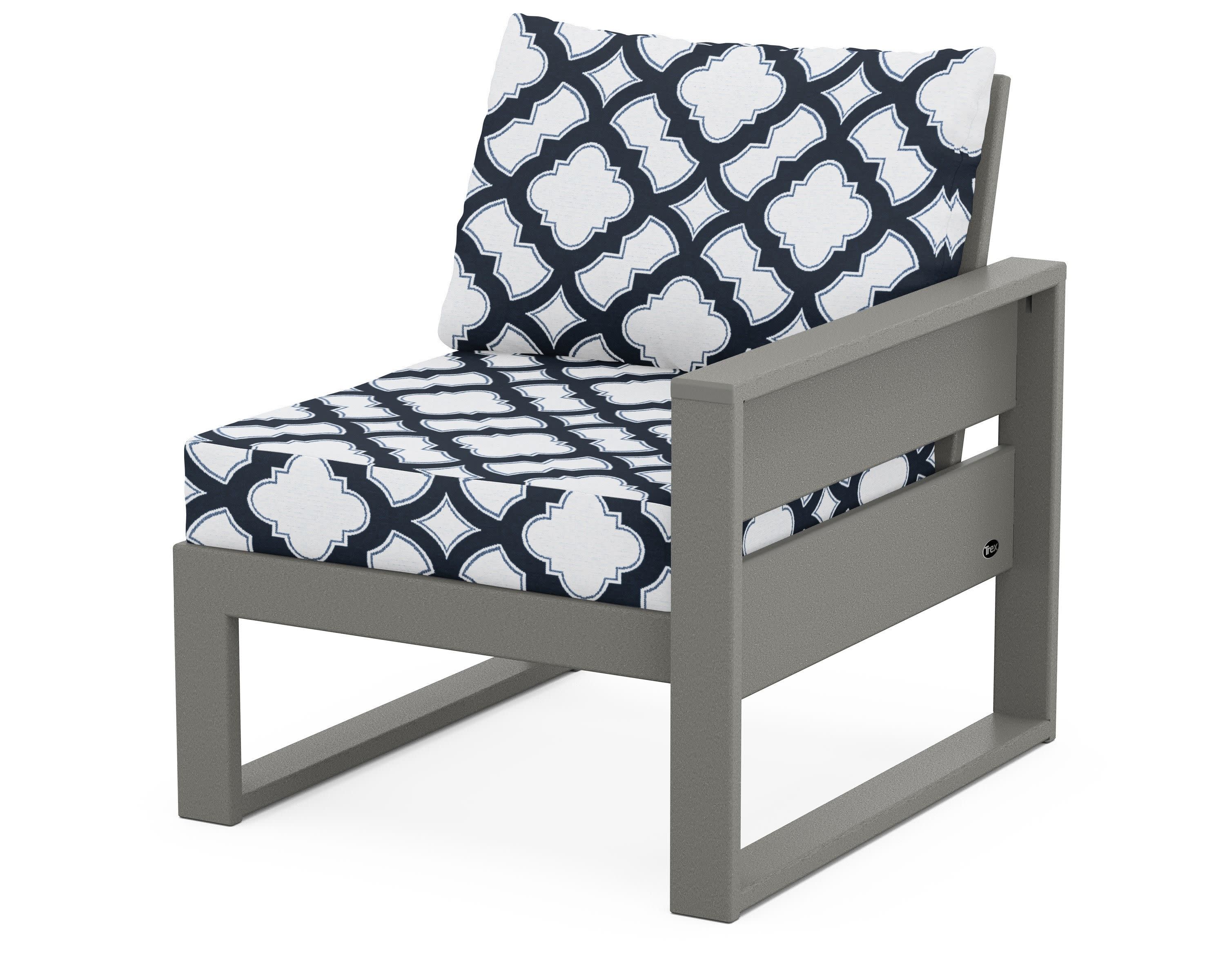 Eastport Modular Right Arm Chair in Stepping Stone / Trellis Marine Indigo