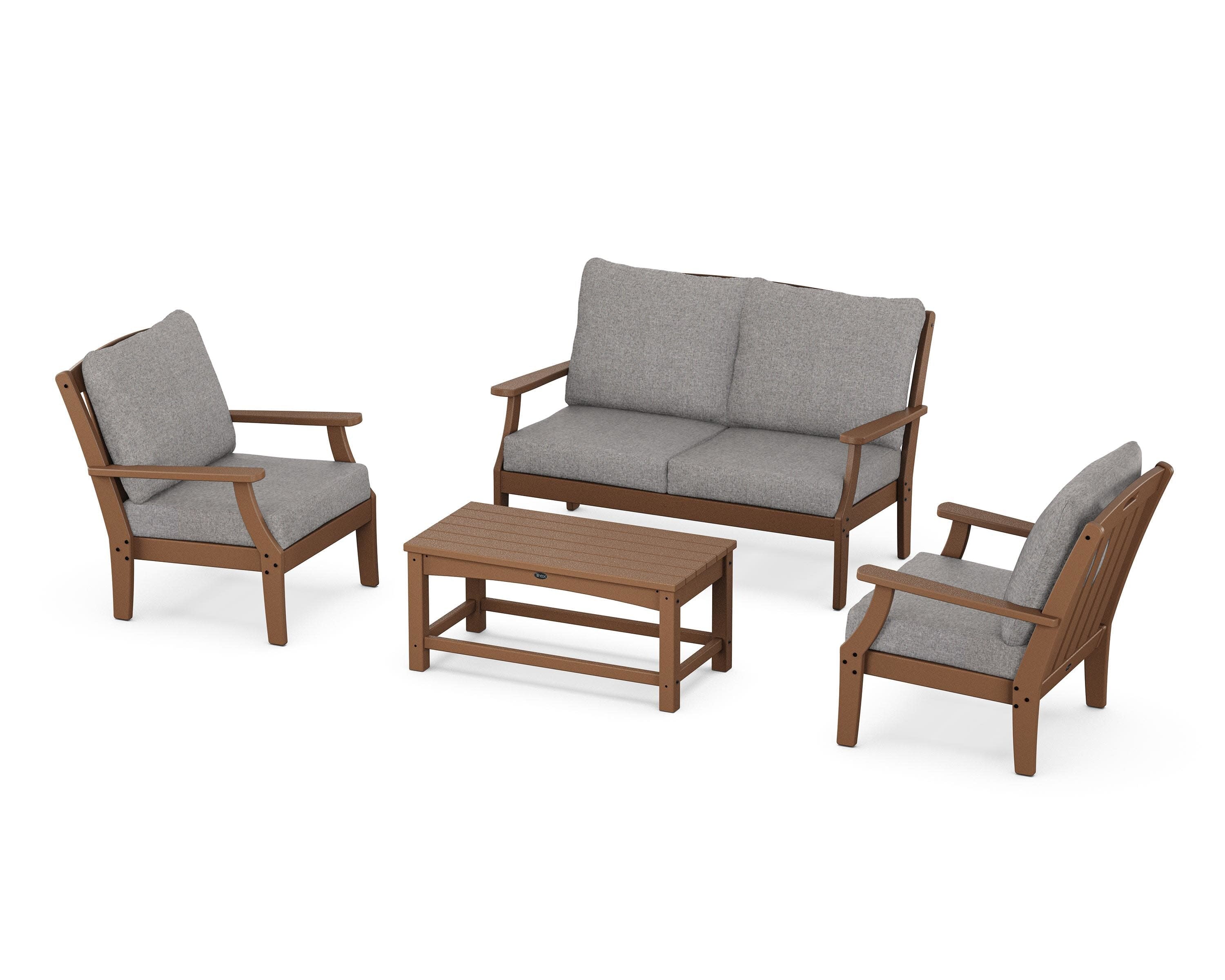 Yacht Club 4-Piece Deep Seating Chair Set in Tree House / Grey Mist