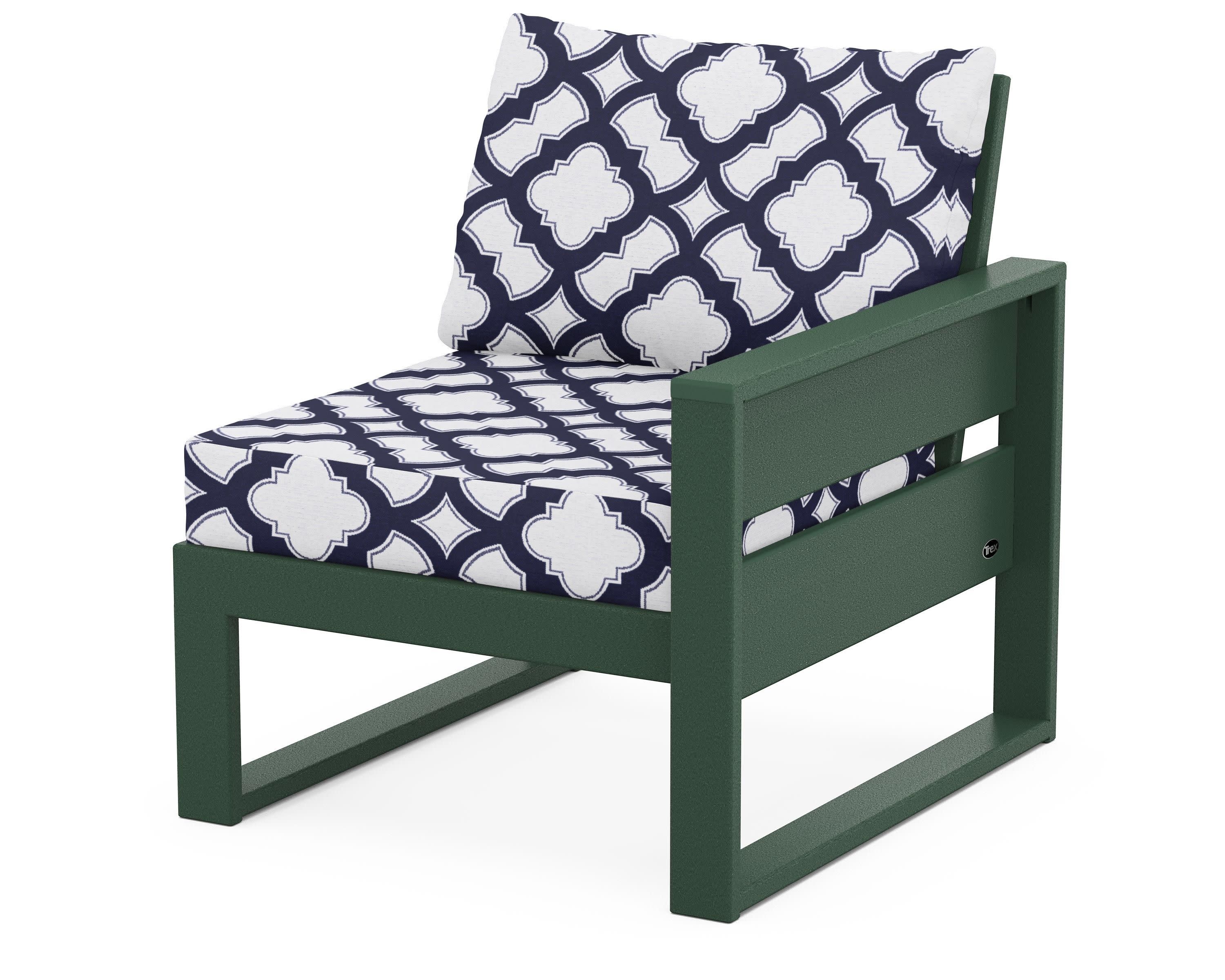 Eastport Modular Right Arm Chair in Rainforest Canopy / Trellis Navy
