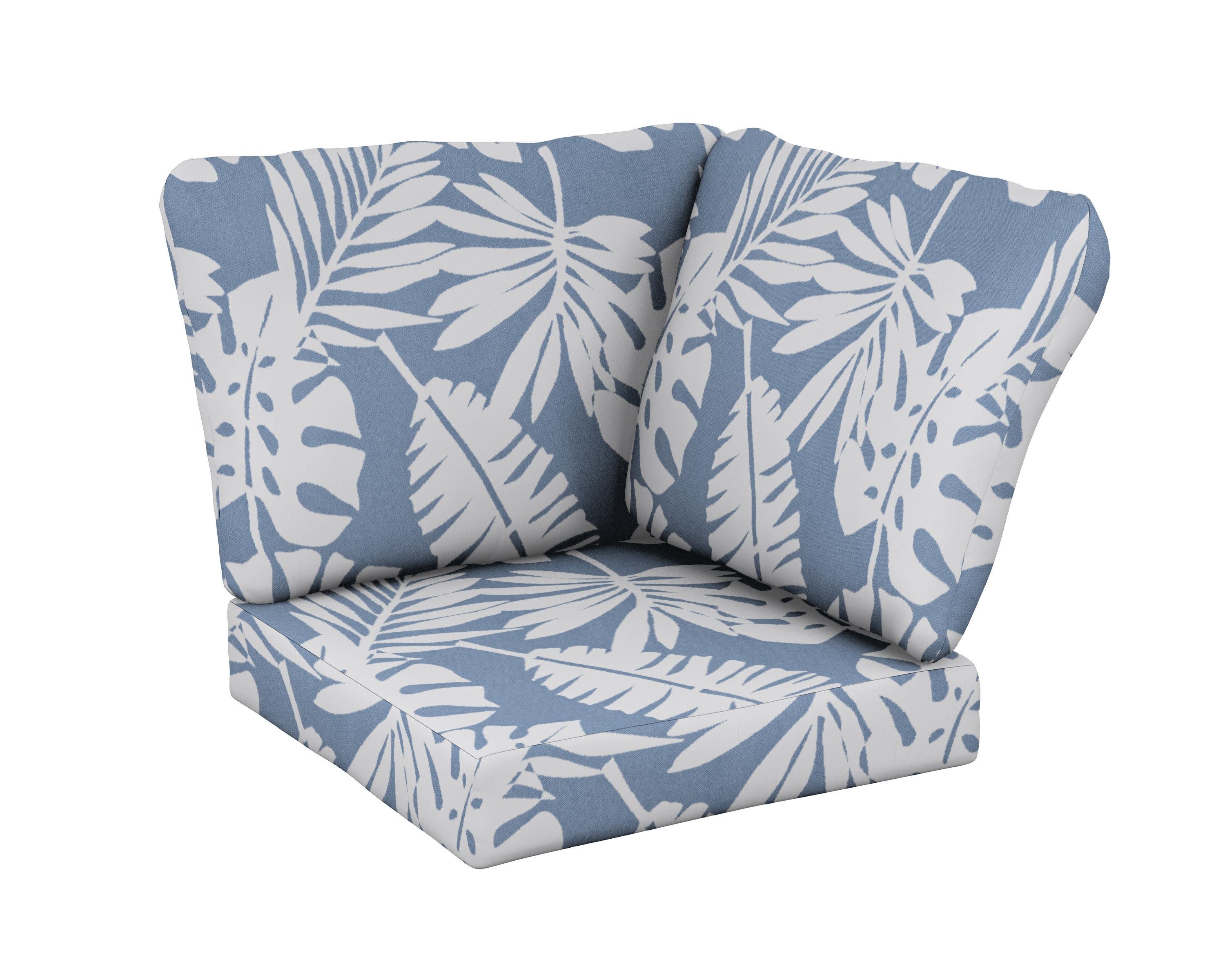 Baffle Modular Corner Cushion in Leaf Sky Blue