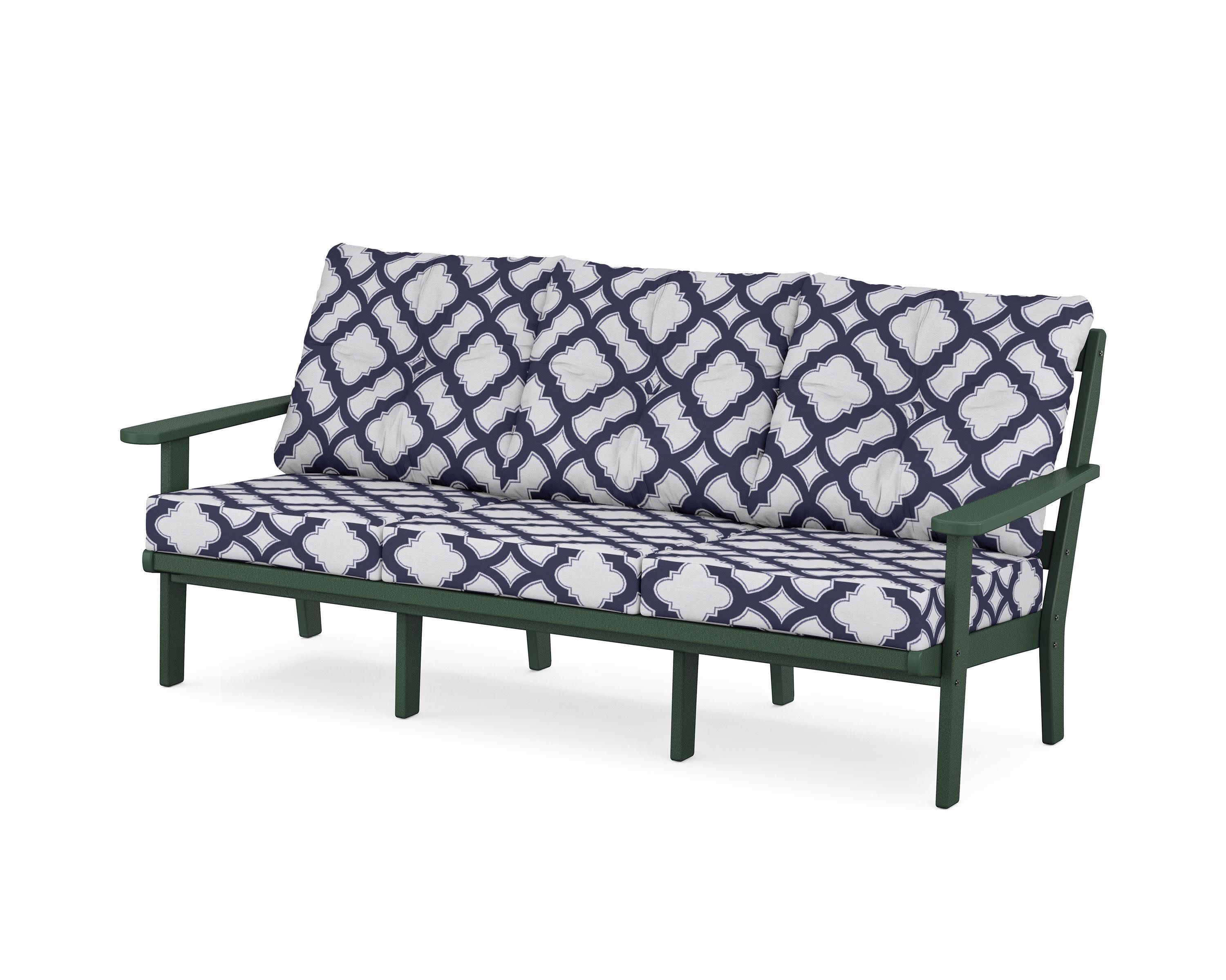 Cape Cod Deep Seating Sofa in Rainforest Canopy / Trellis Navy