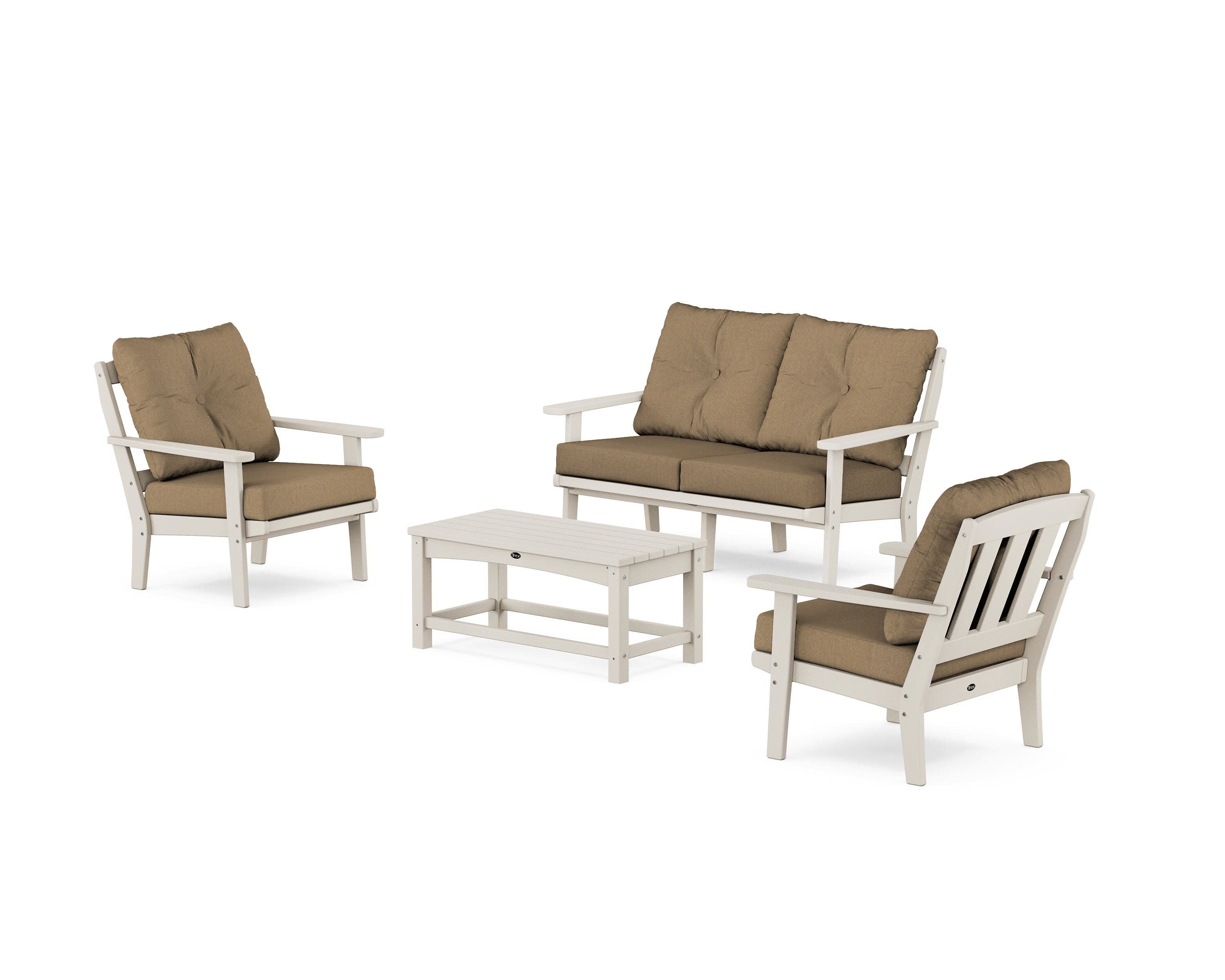 Cape Cod 4-Piece Deep Seating Set with Loveseat in Sand Castle / Sesame