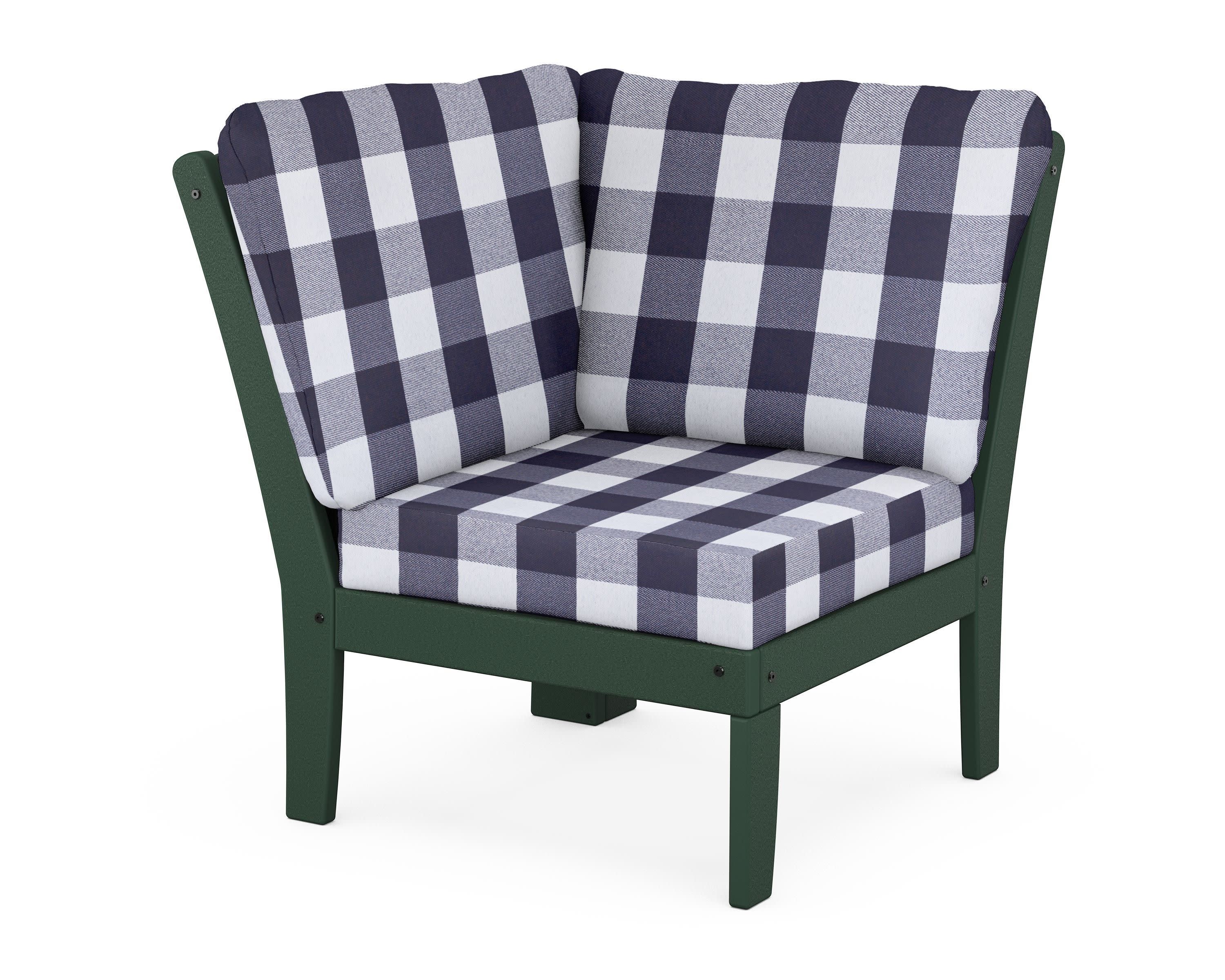 Yacht Club Modular Corner Chair in Rainforest Canopy / Buffalo Plaid Navy