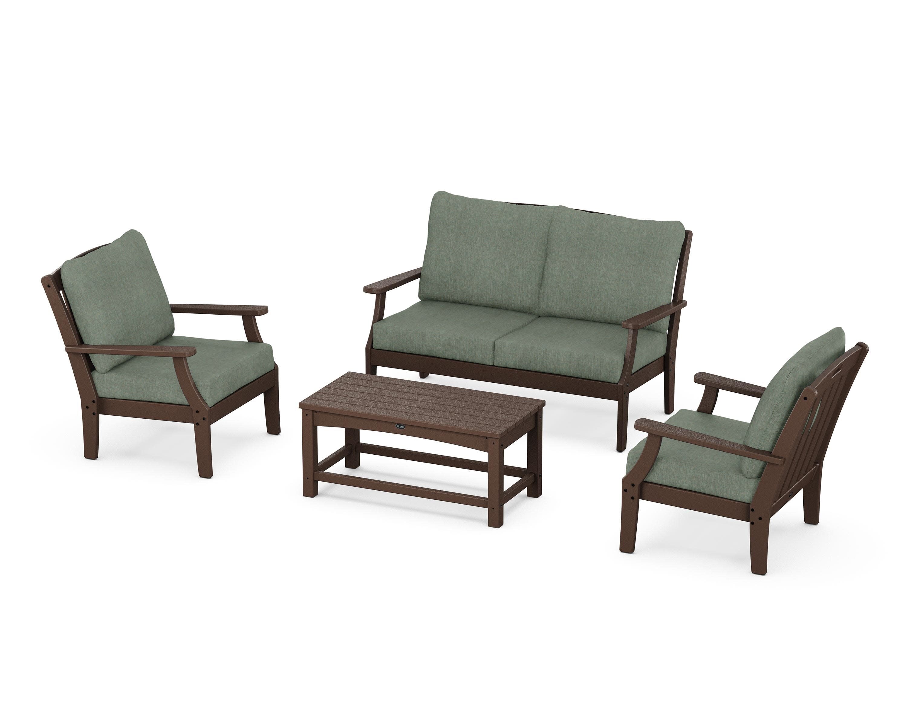 Yacht Club 4-Piece Deep Seating Chair Set in Vintage Lantern / Cast Sage