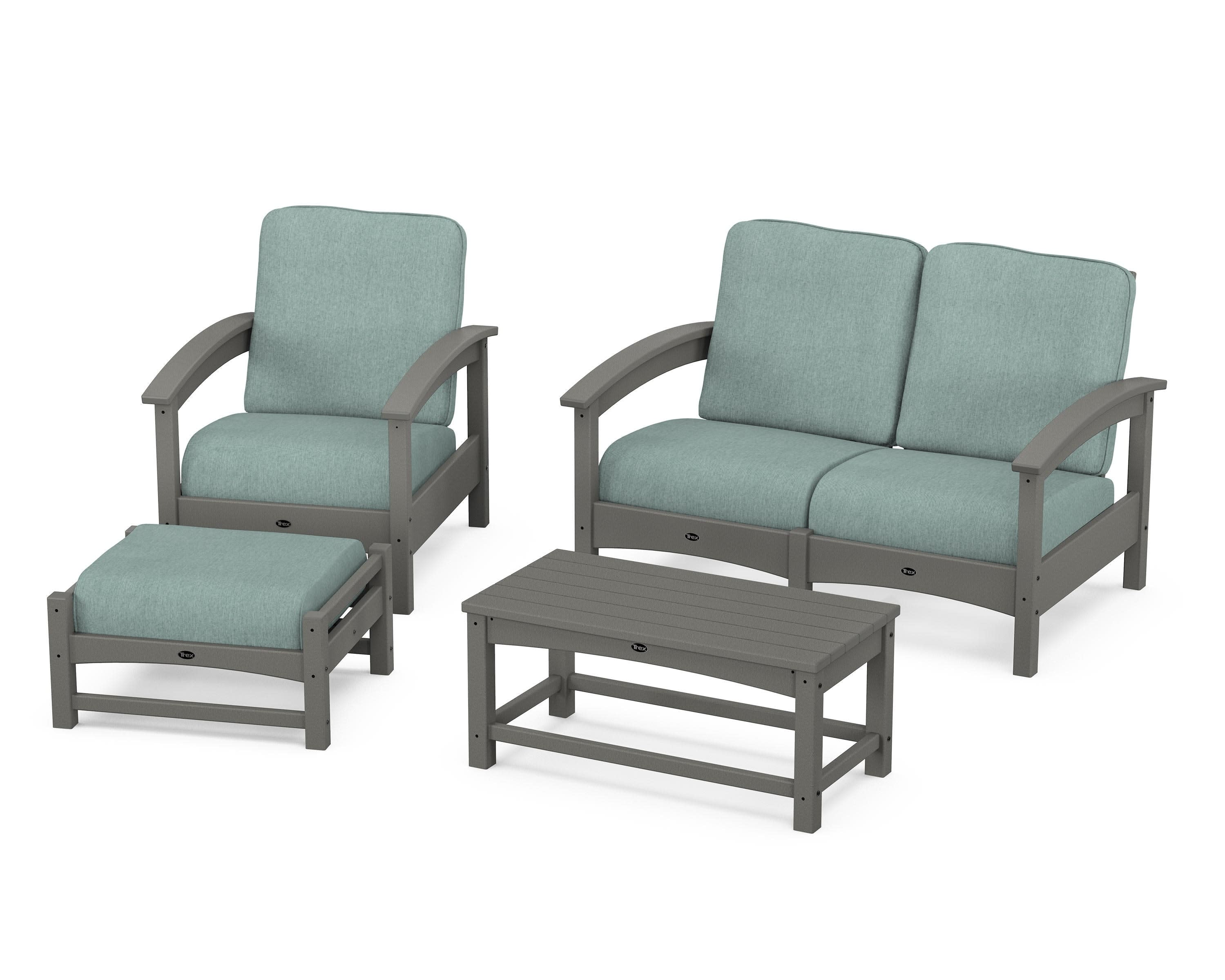 Rockport 4-Piece Deep Seating Conversation Group in Stepping Stone / Glacier Spa
