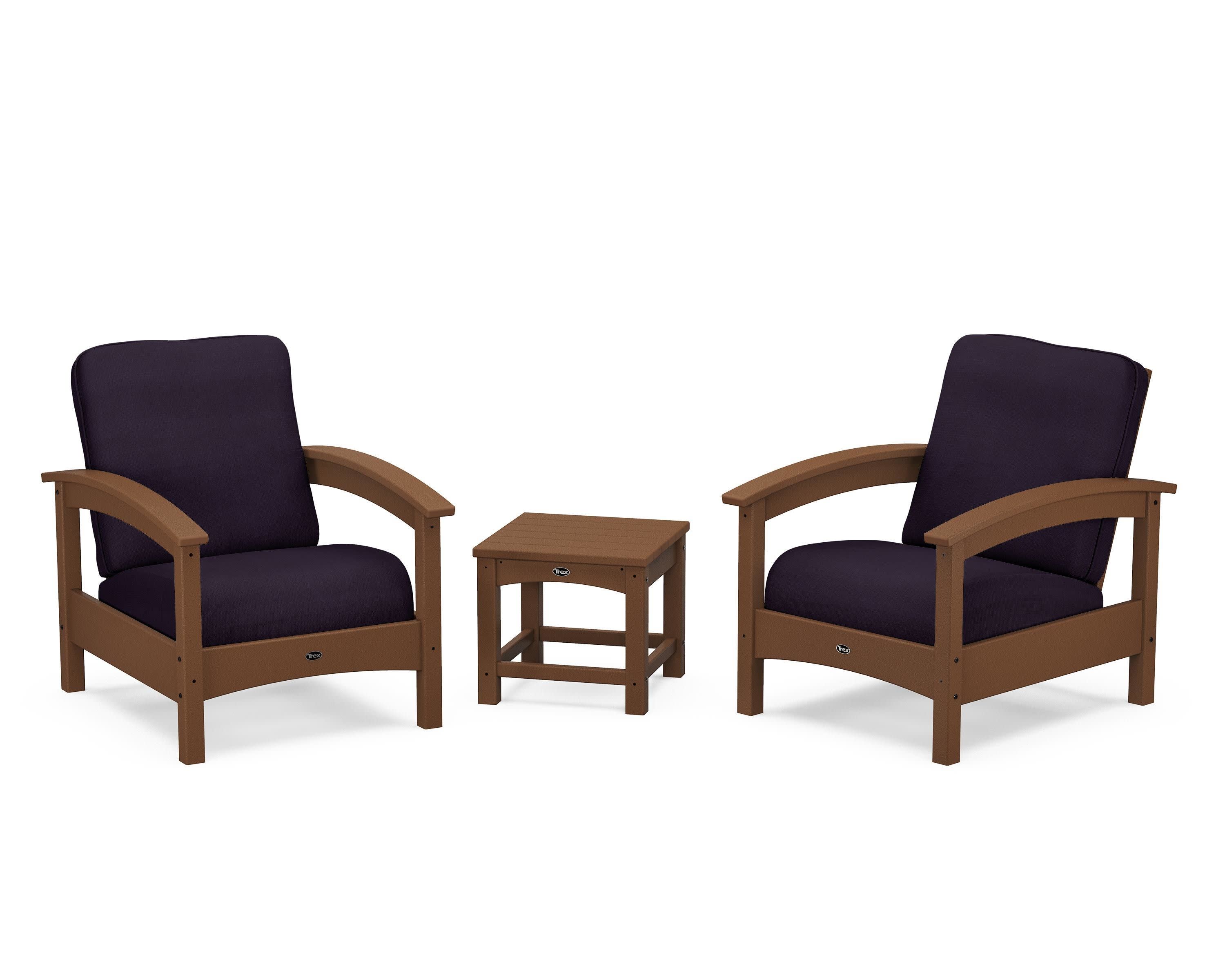Rockport Club 3-Piece Deep Seating Conversation Set in Tree House / Navy Linen