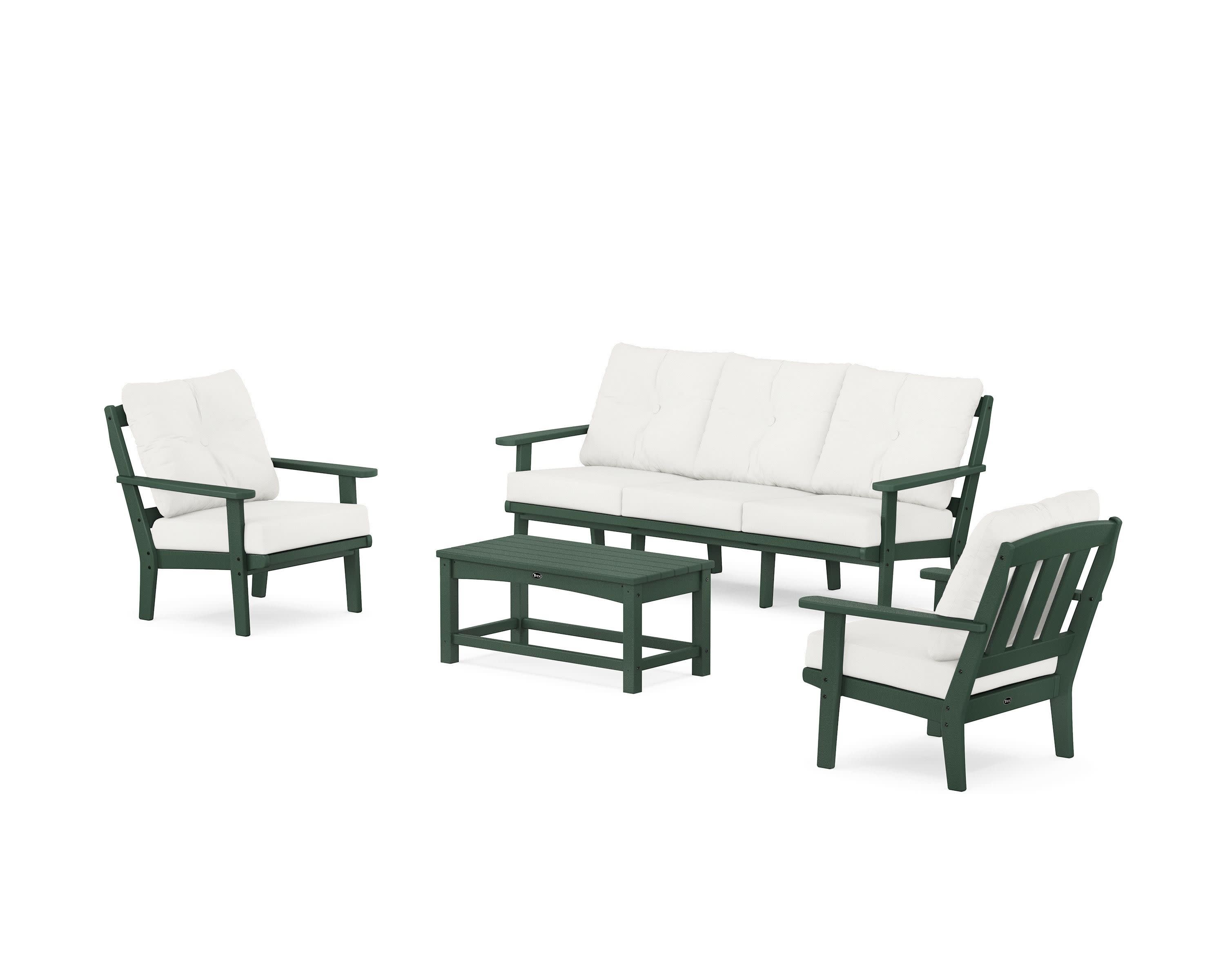 Cape Cod 4-Piece Deep Seating Set with Sofa in Rainforest Canopy / Natural Linen