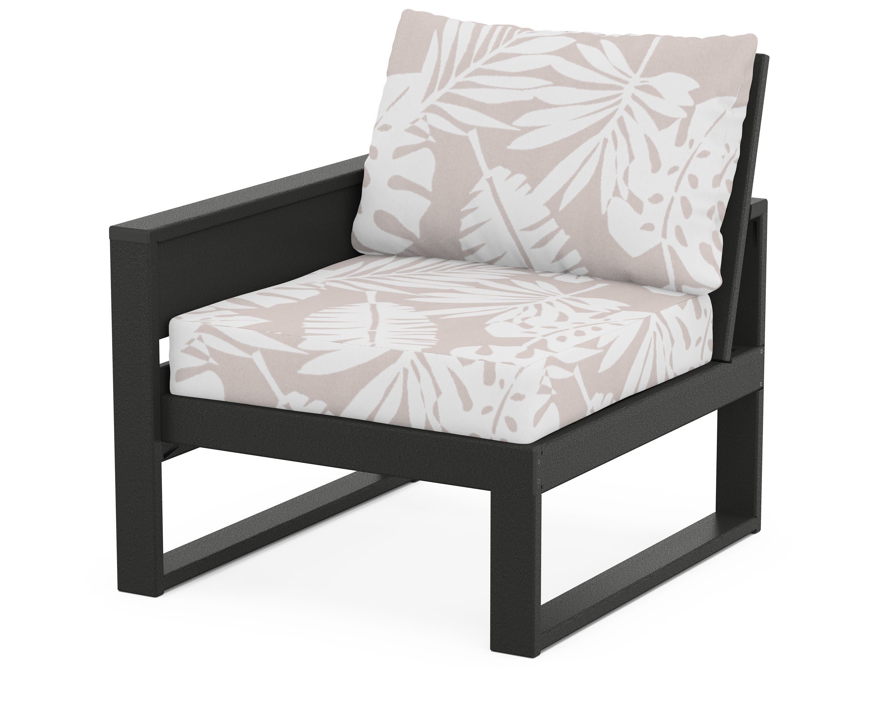 Eastport Modular Left Arm Chair in Charcoal Black / Leaf Dune Burlap