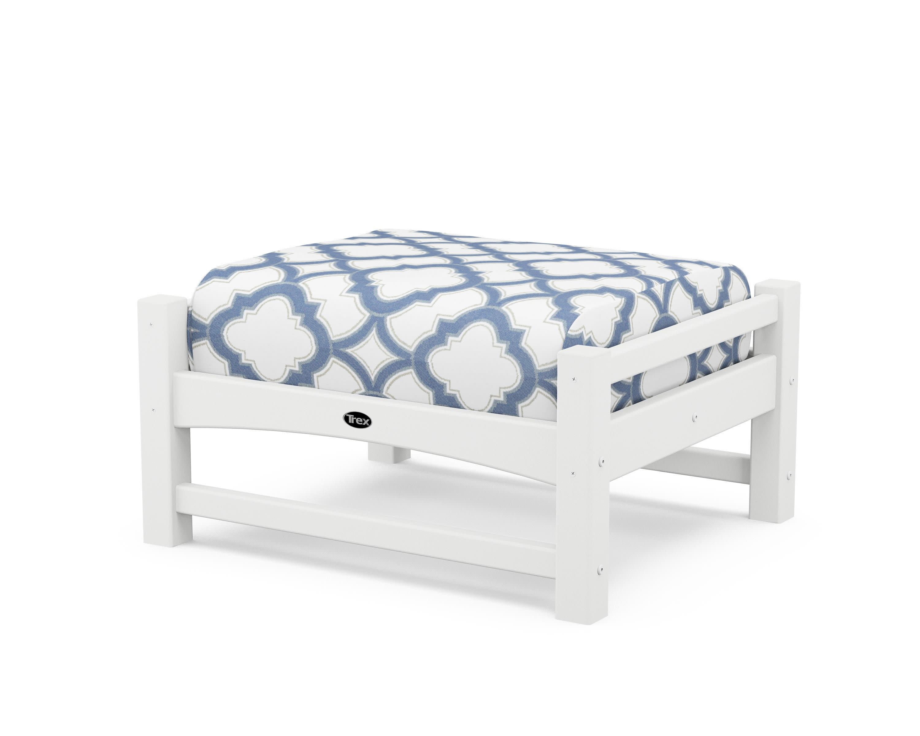 Rockport Club Ottoman in Classic White / Trellis Sky Blue