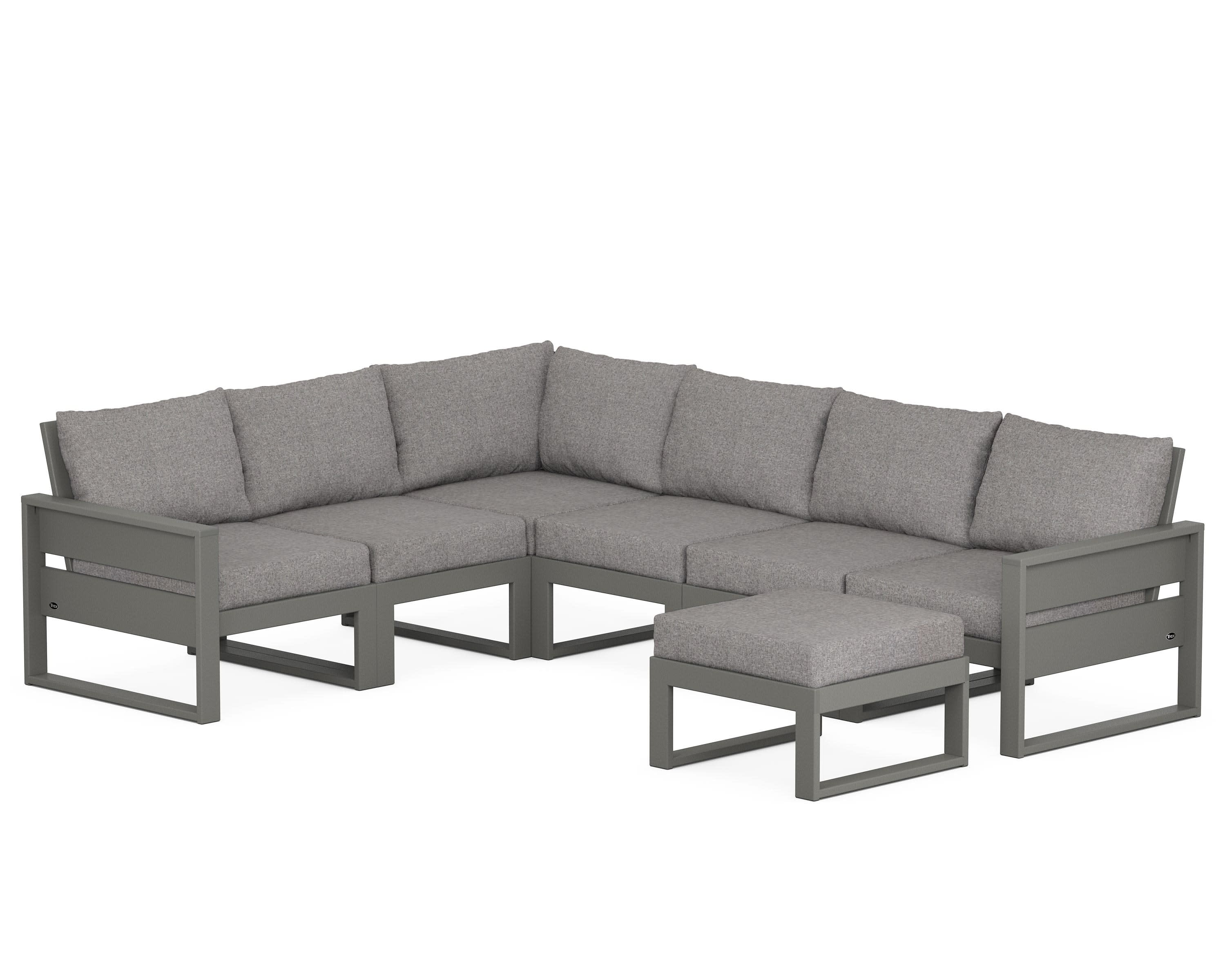 Eastport 6-Piece Sectional with Ottoman in Stepping Stone / Grey Mist