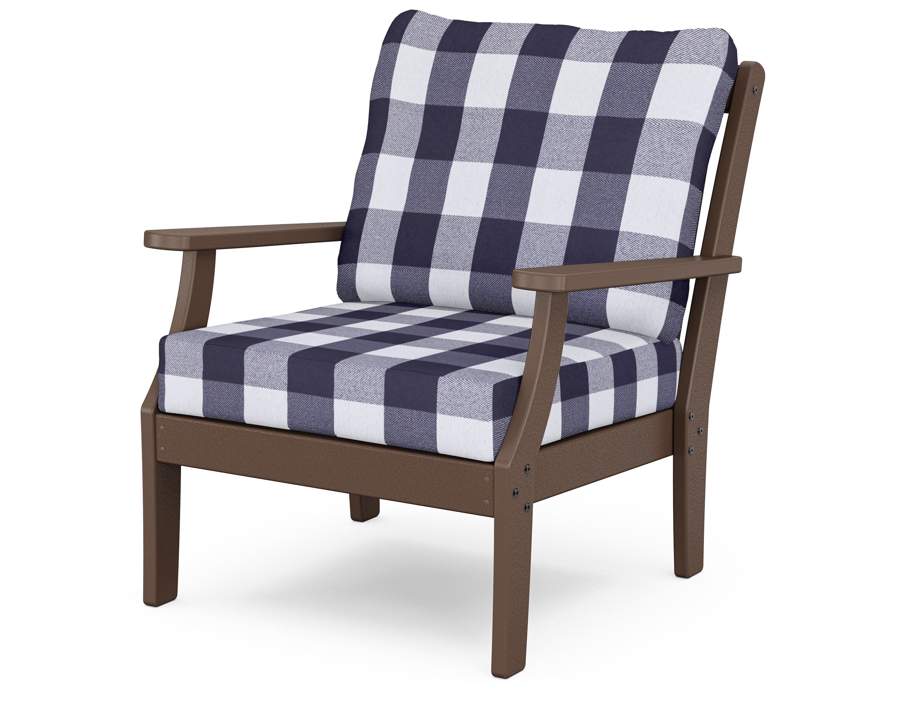 Yacht Club Deep Seating Chair in Vintage Lantern / Buffalo Plaid Navy