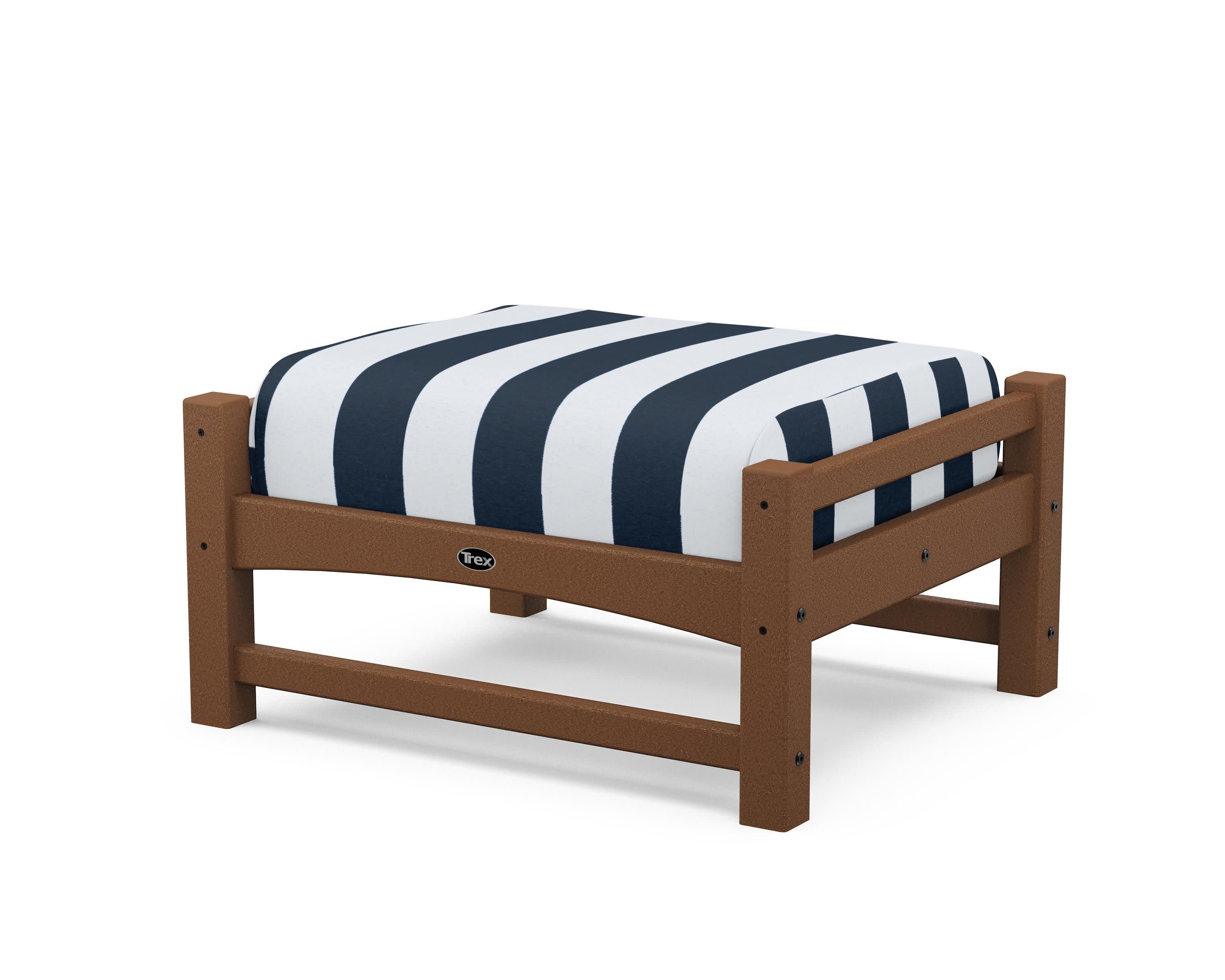 Rockport Club Ottoman in Tree House / Cabana Stripe Marine Indigo