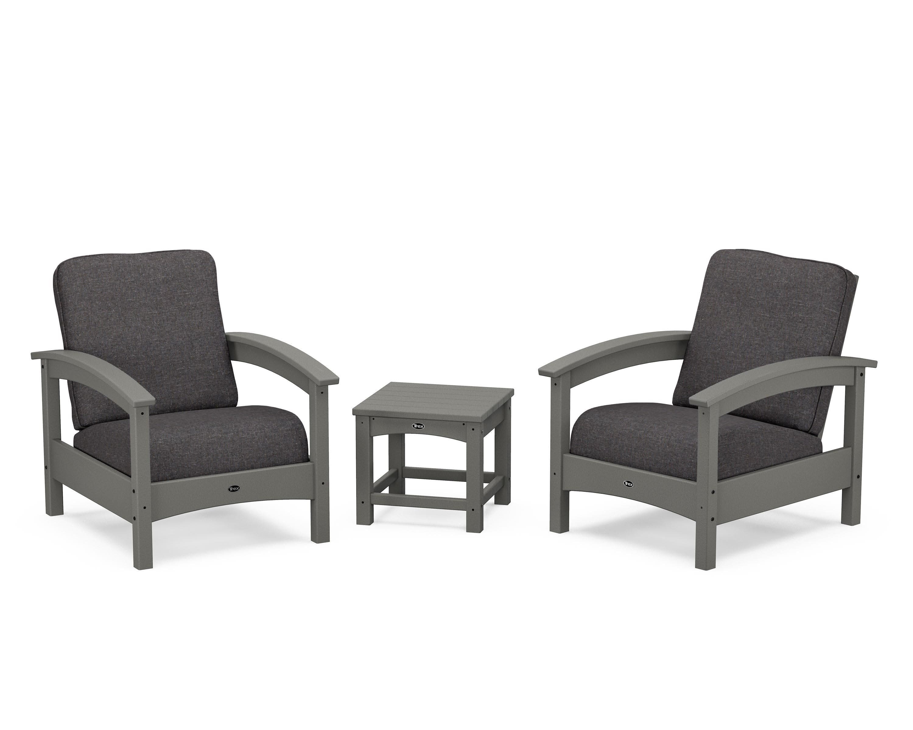 Rockport Club 3-Piece Deep Seating Conversation Set in Stepping Stone / Ash Charcoal