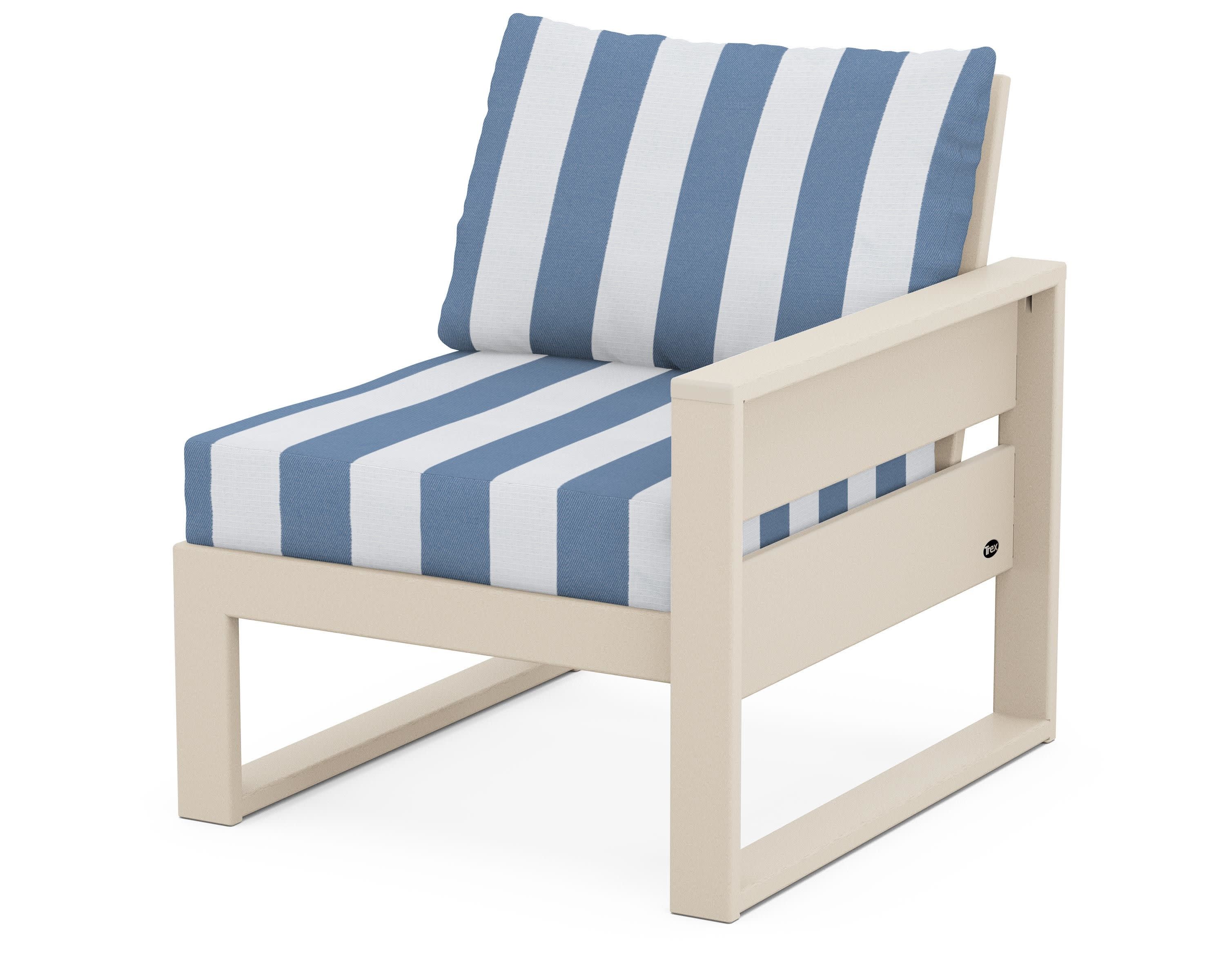 Eastport Modular Right Arm Chair in Sand Castle / Cabana Stripe Sky Blue