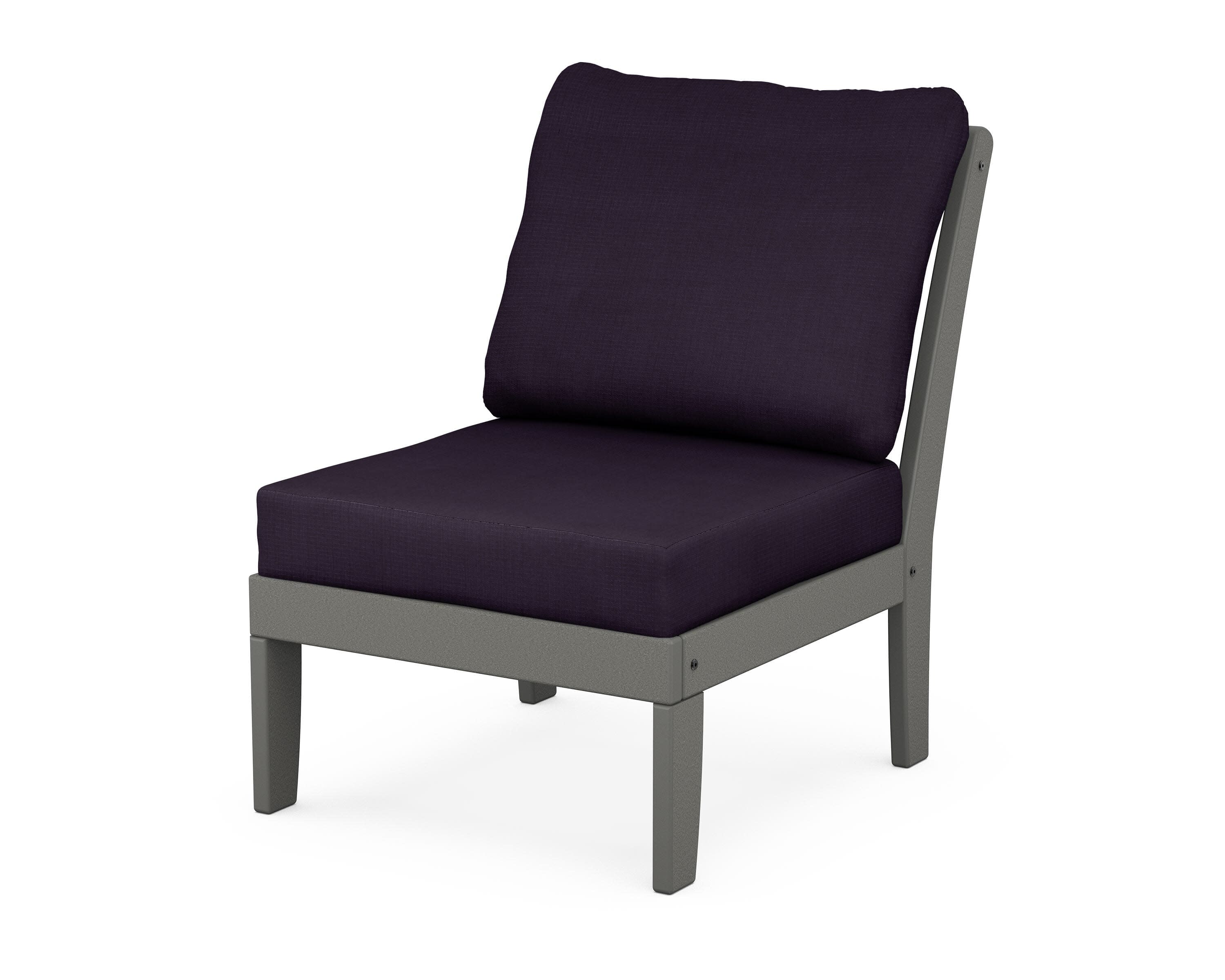 Yacht Club Modular Armless Chair in Stepping Stone / Navy Linen