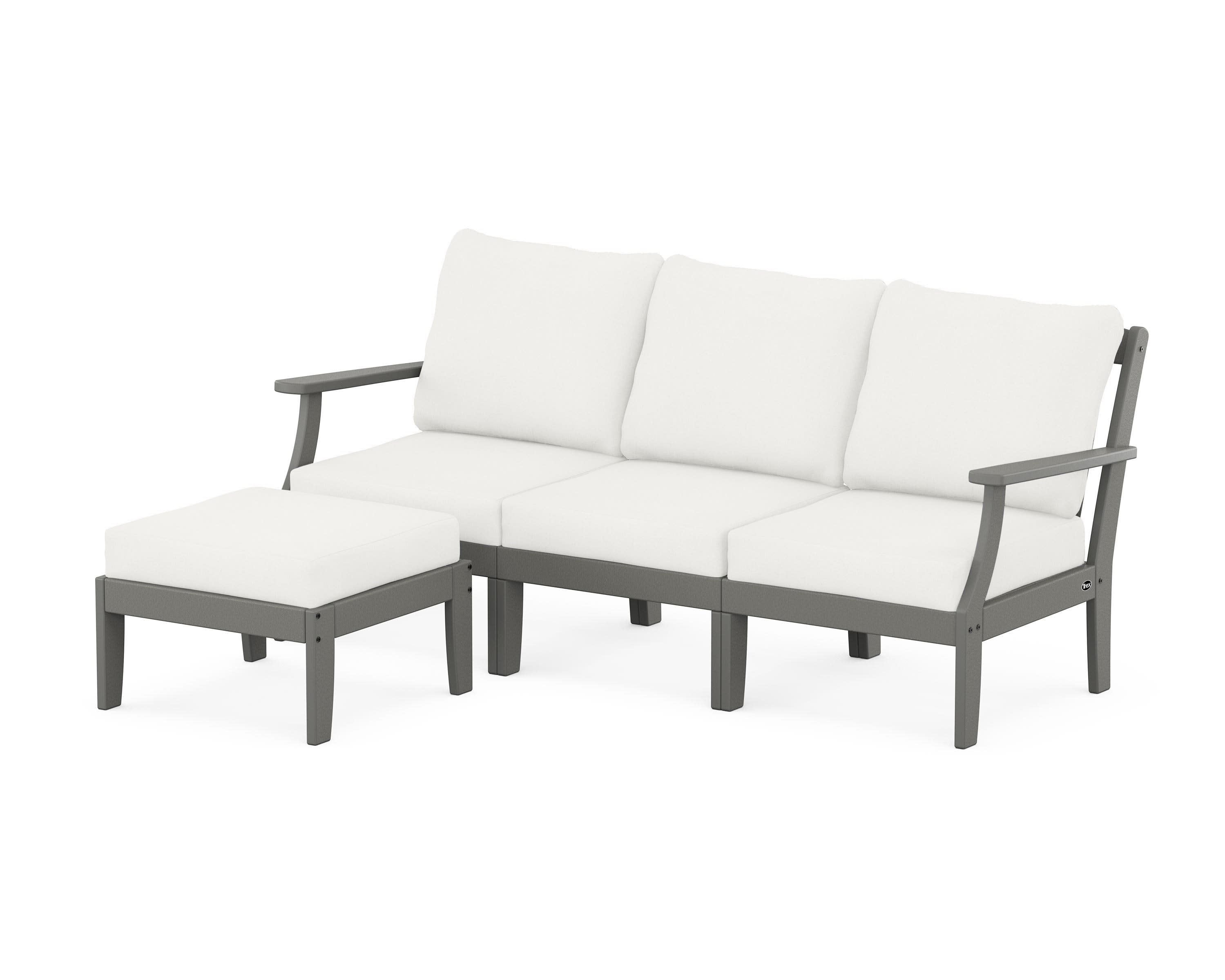 Yacht Club Modular 4-Piece Deep Seating Set with Ottoman in Stepping Stone / Natural Linen