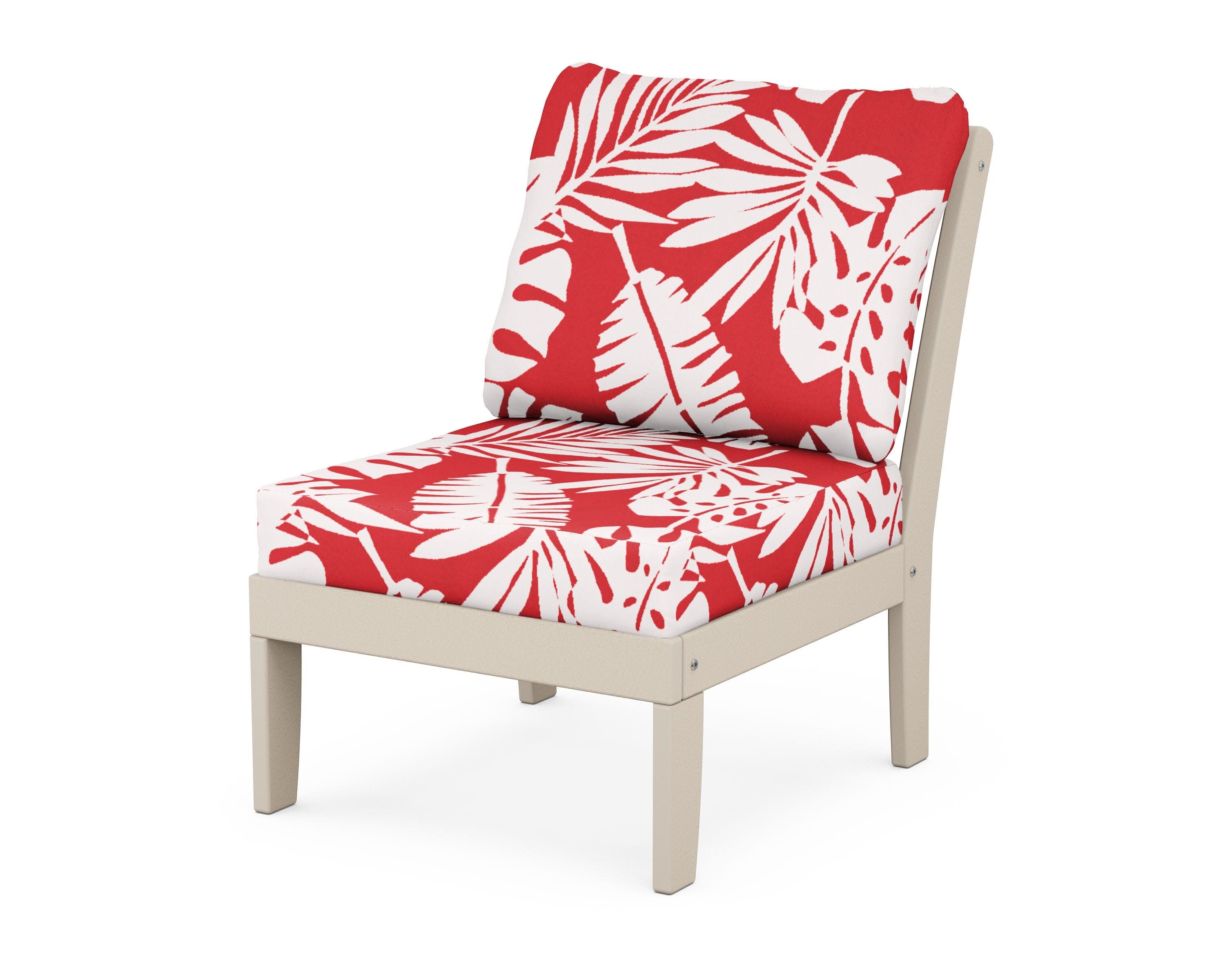 Yacht Club Modular Armless Chair in Sand Castle / Leaf Crimson