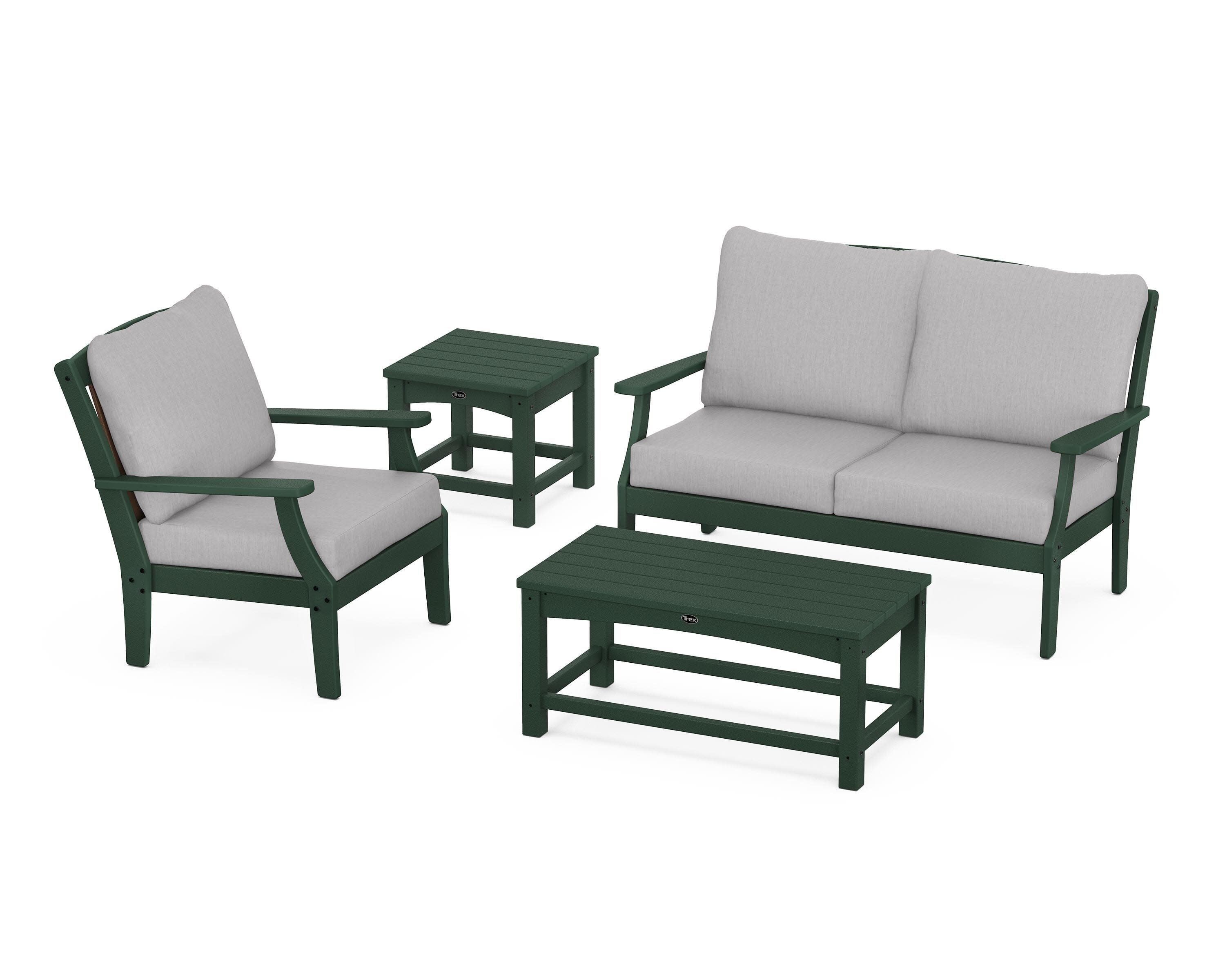 Yacht Club 4-Piece Deep Seating Set in Rainforest Canopy / Granite