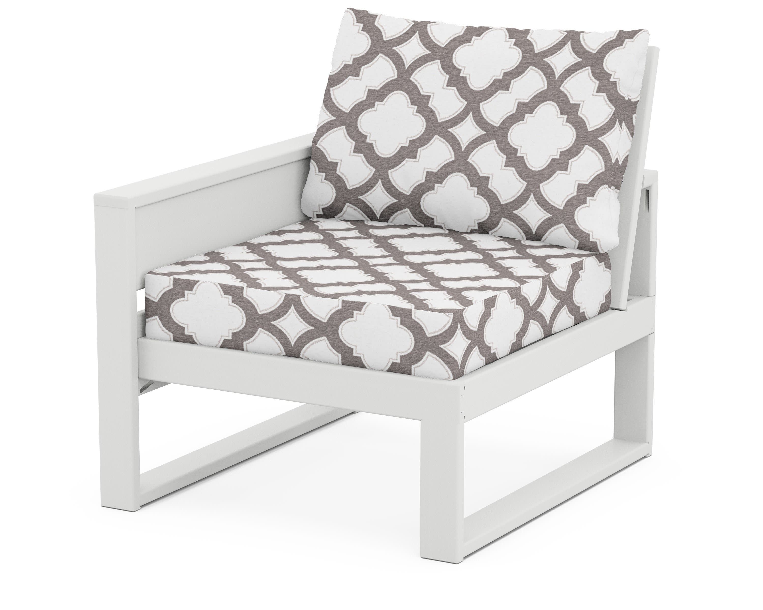 Eastport Modular Left Arm Chair in Classic White / Trellis Grey Mist
