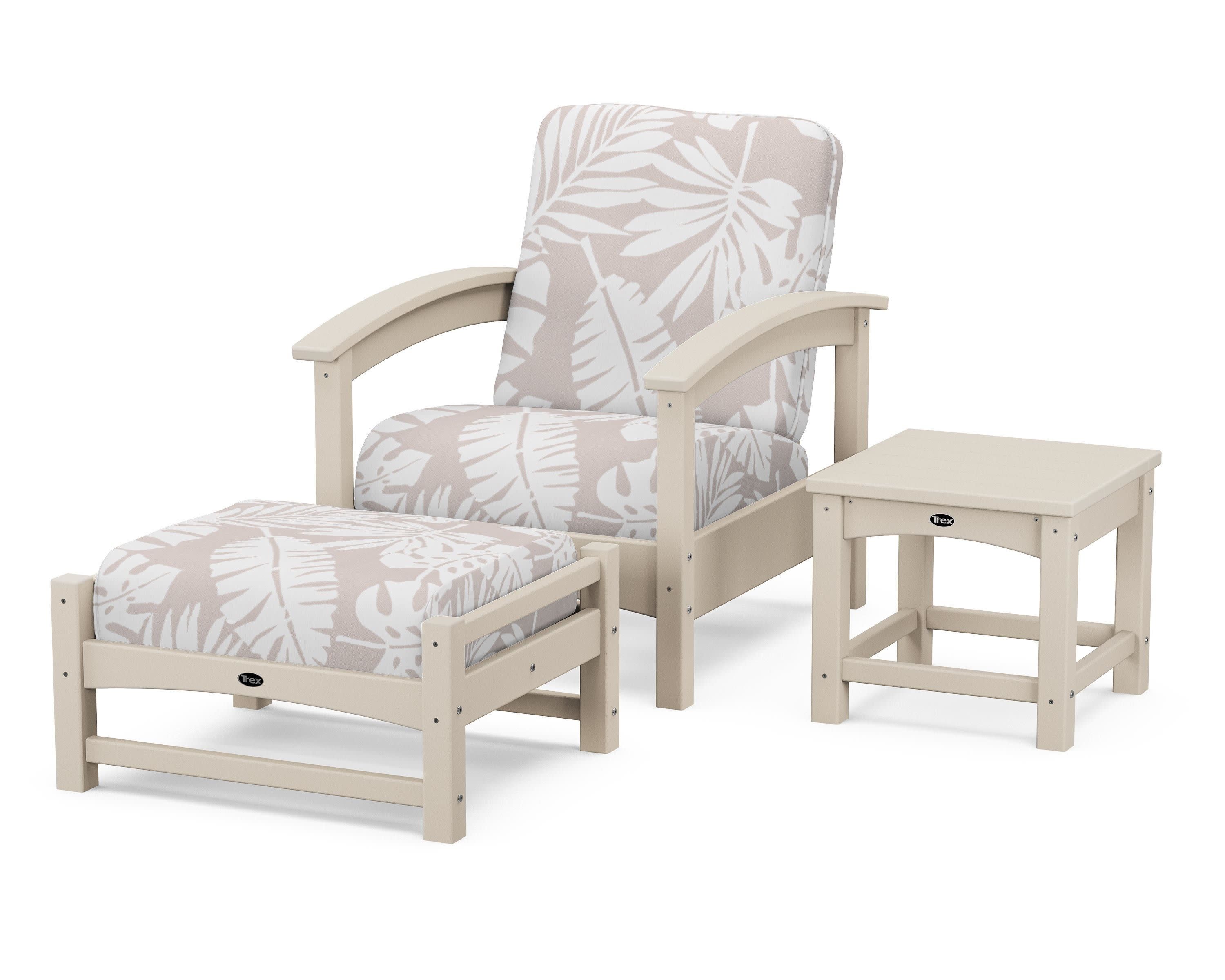 Rockport 3-Piece Deep Seating Set in Sand Castle / Leaf Dune Burlap