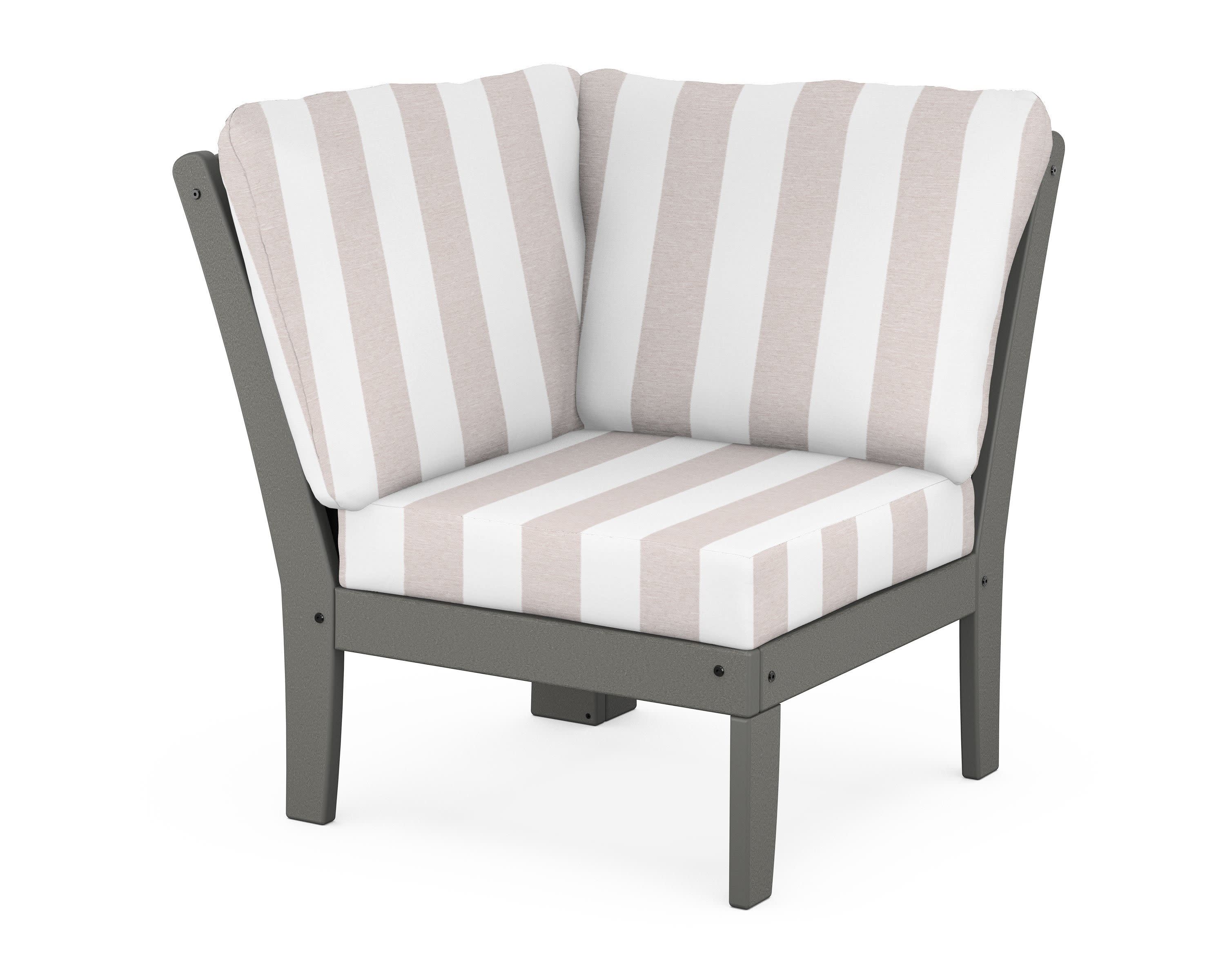 Yacht Club Modular Corner Chair in Stepping Stone / Cabana Stripe Dune Burlap