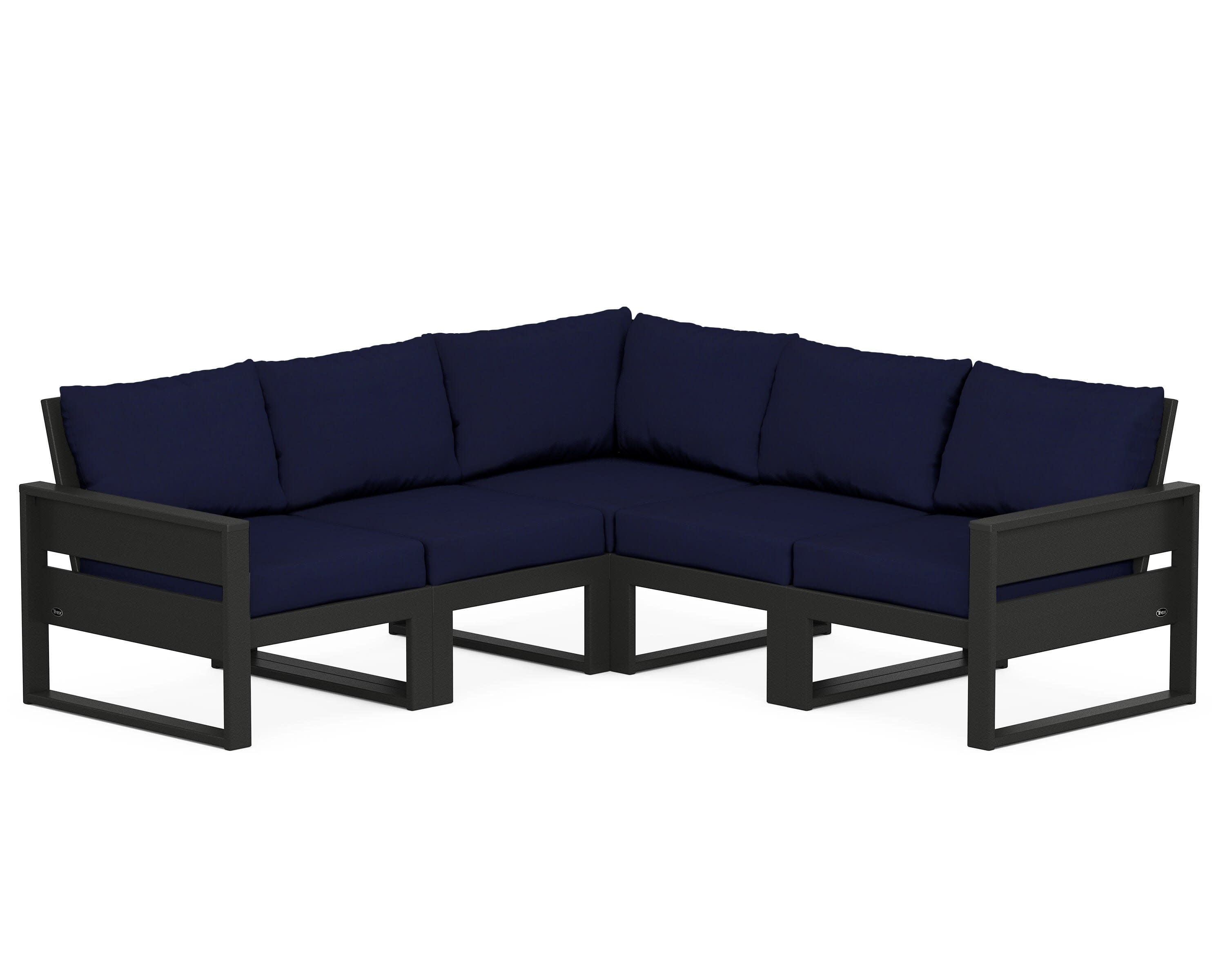 Eastport 5-Piece Sectional in Charcoal Black / Navy