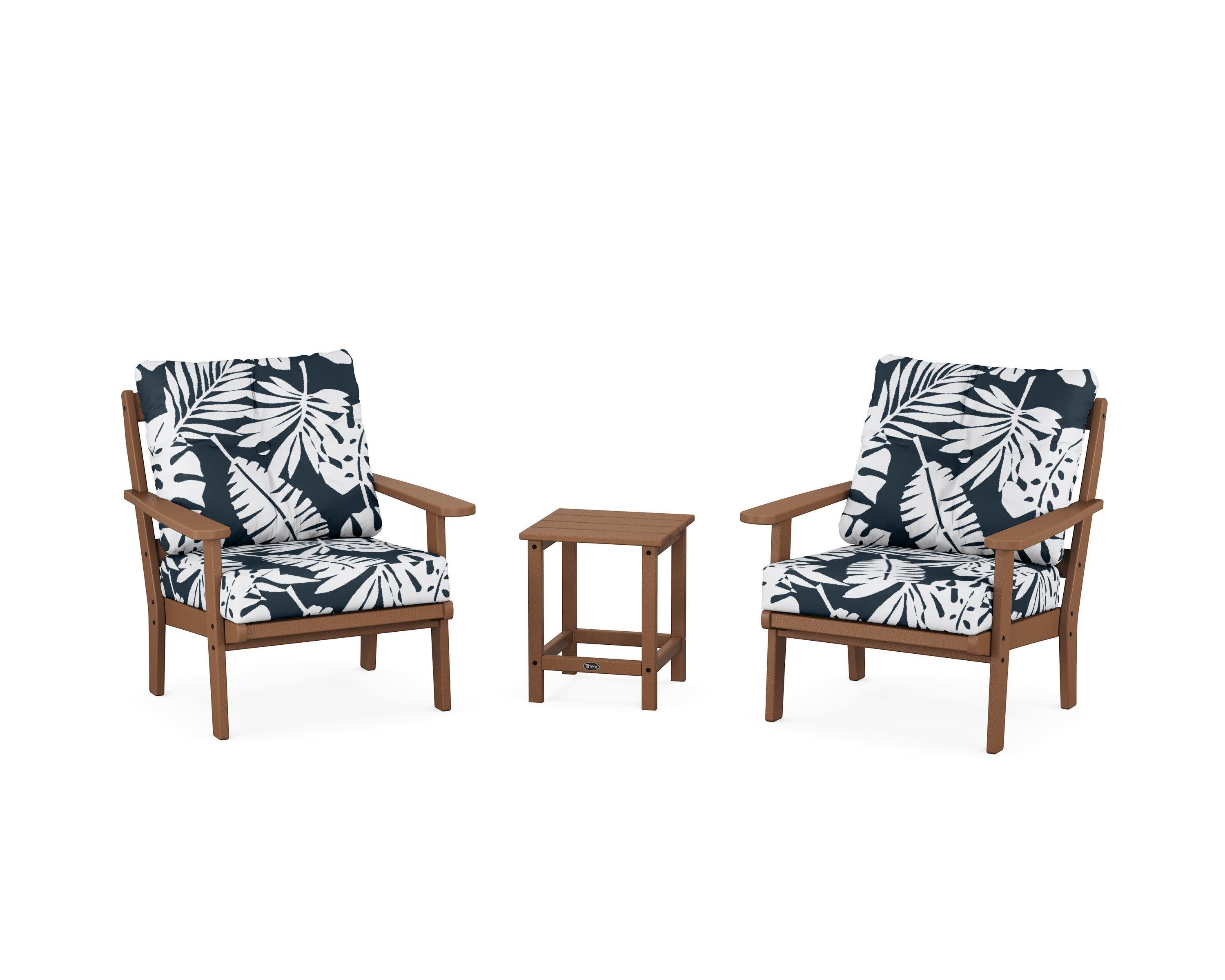 Cape Cod 3-Piece Deep Seating Set in Tree House / Leaf Marine Indigo