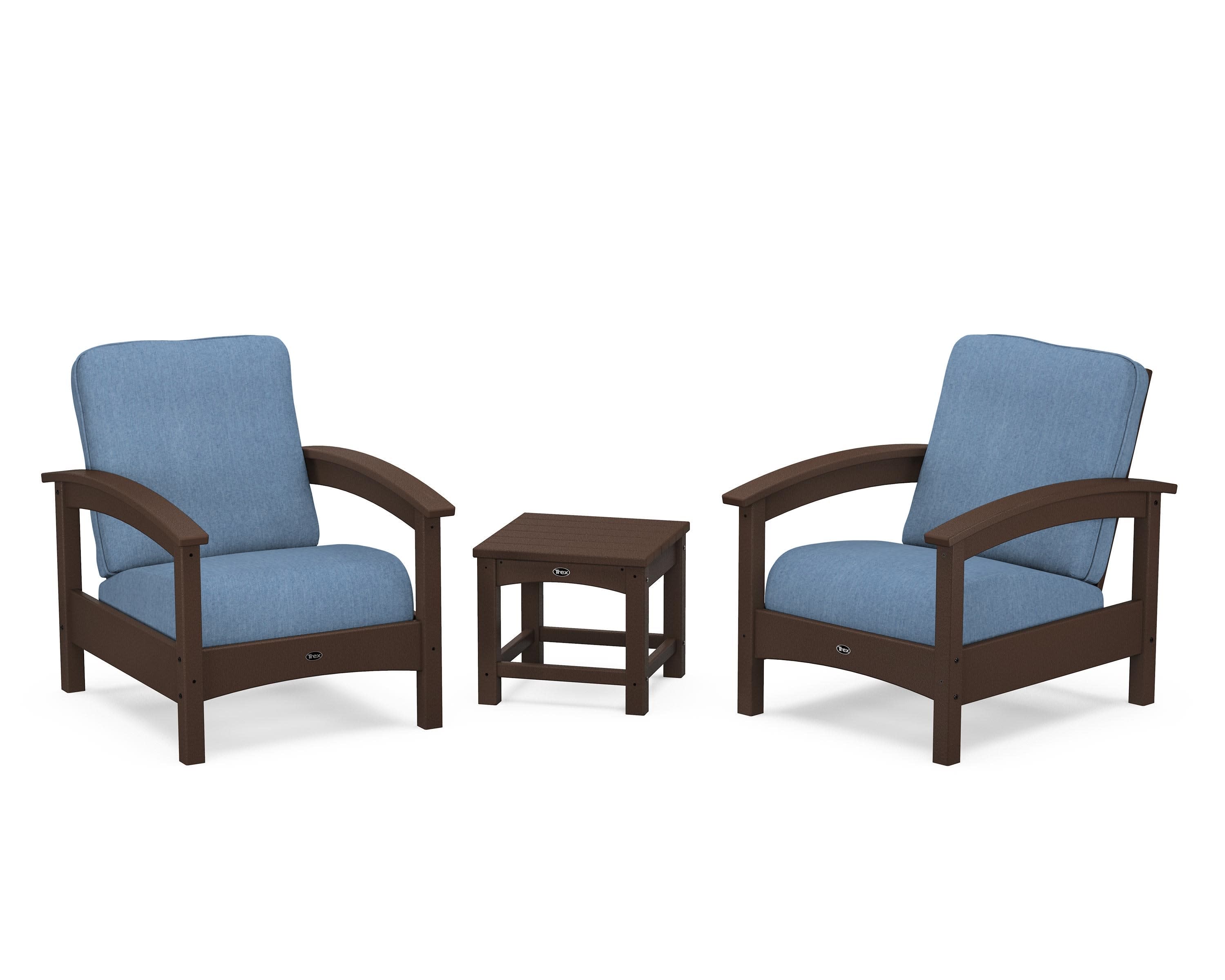 Rockport Club 3-Piece Deep Seating Conversation Set in Vintage Lantern / Sky Blue