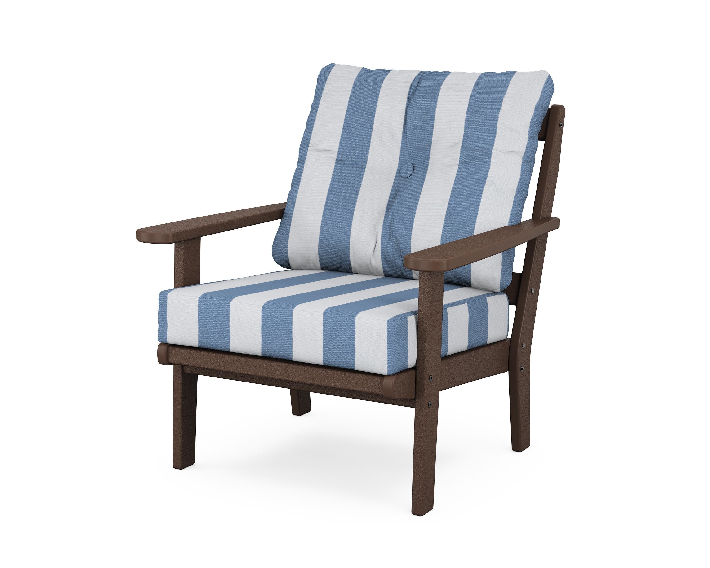 Cape Cod Deep Seating Chair in Vintage Lantern / Cabana Stripe Sky Blue