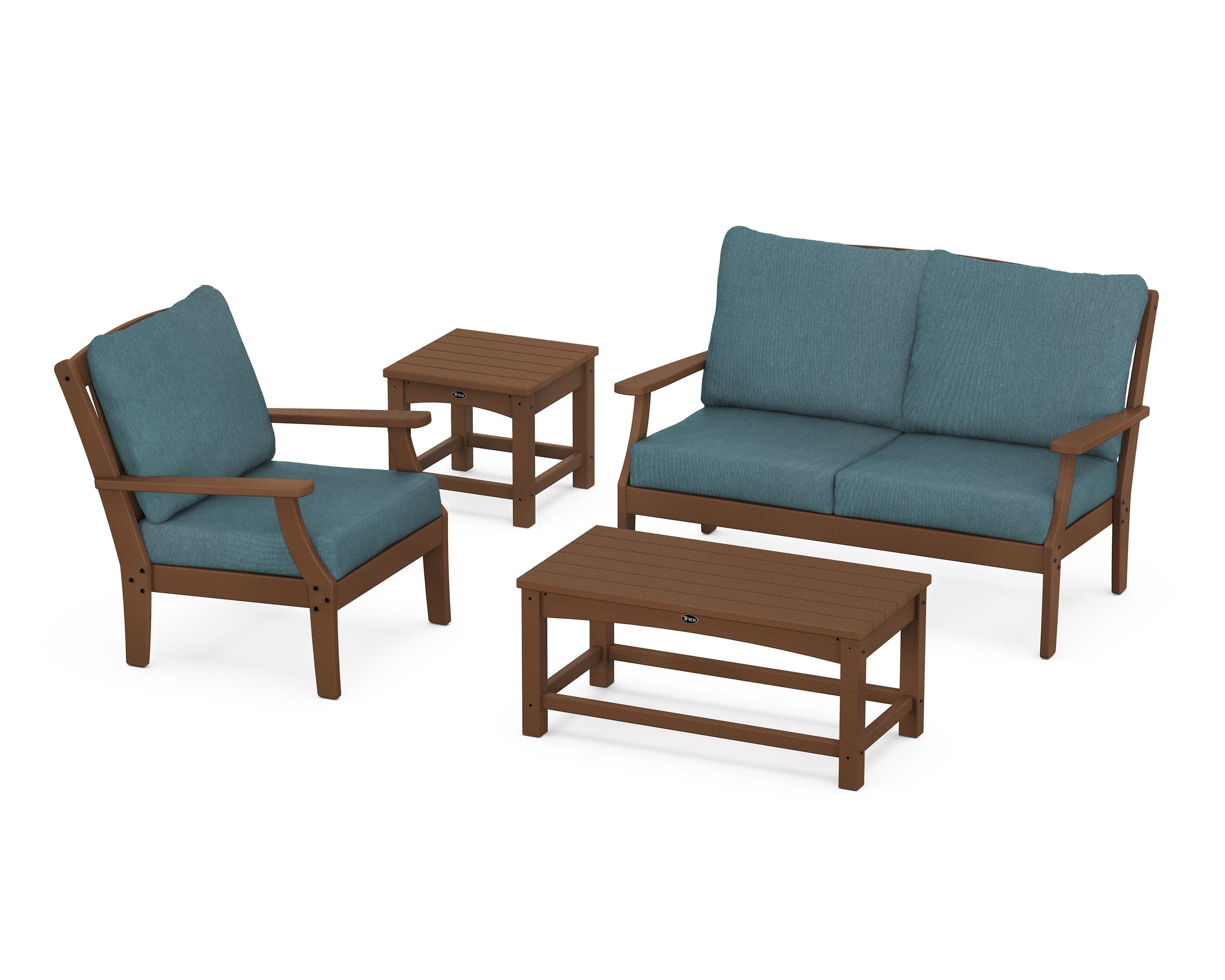 Yacht Club 4-Piece Deep Seating Set in Tree House / Ocean Teal
