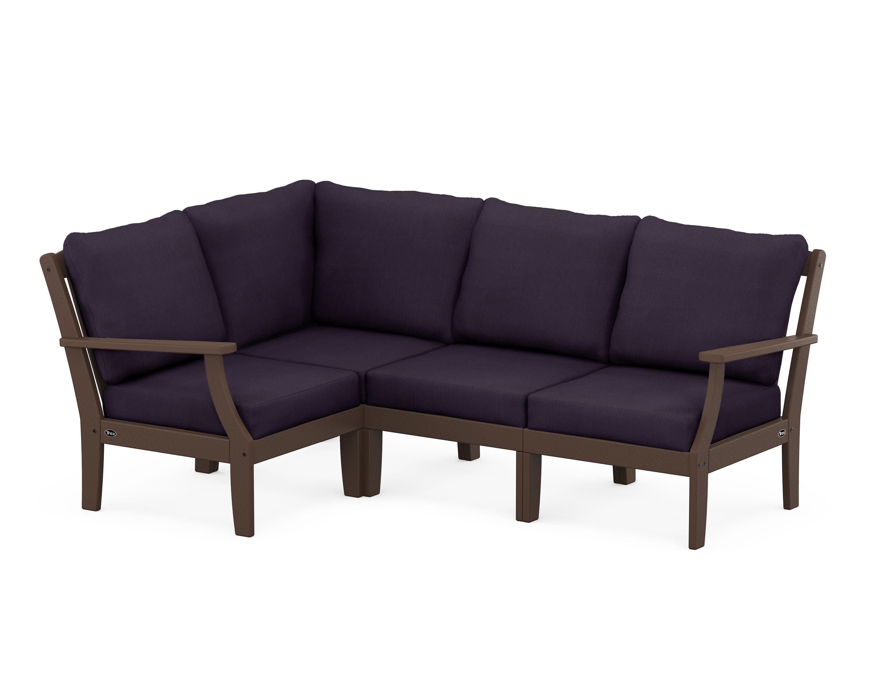 Yacht Club Modular 4-Piece Deep Seating Set in Vintage Lantern / Navy Linen