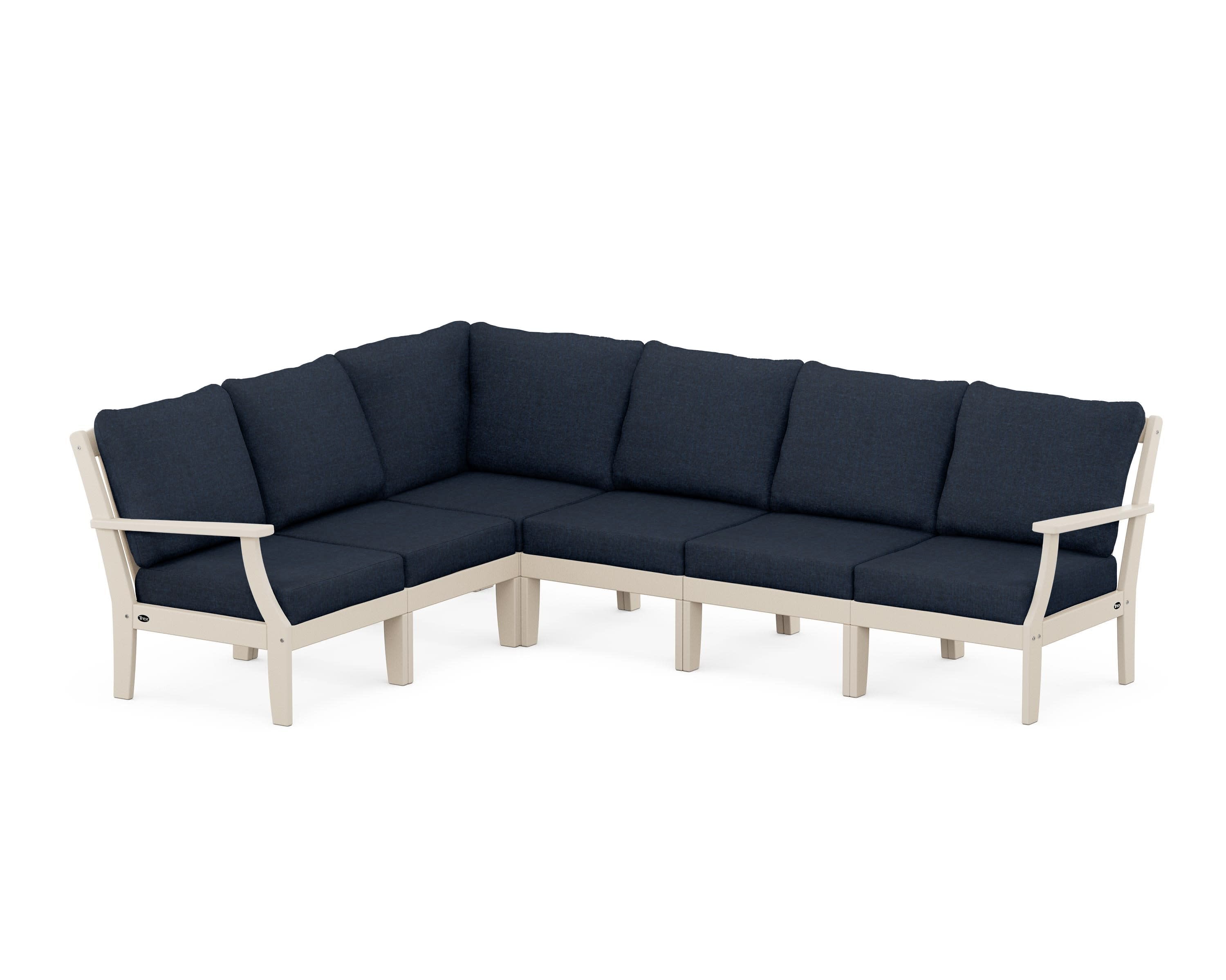 Yacht Club Modular 6-Piece Deep Seating Set in Sand Castle / Marine Indigo