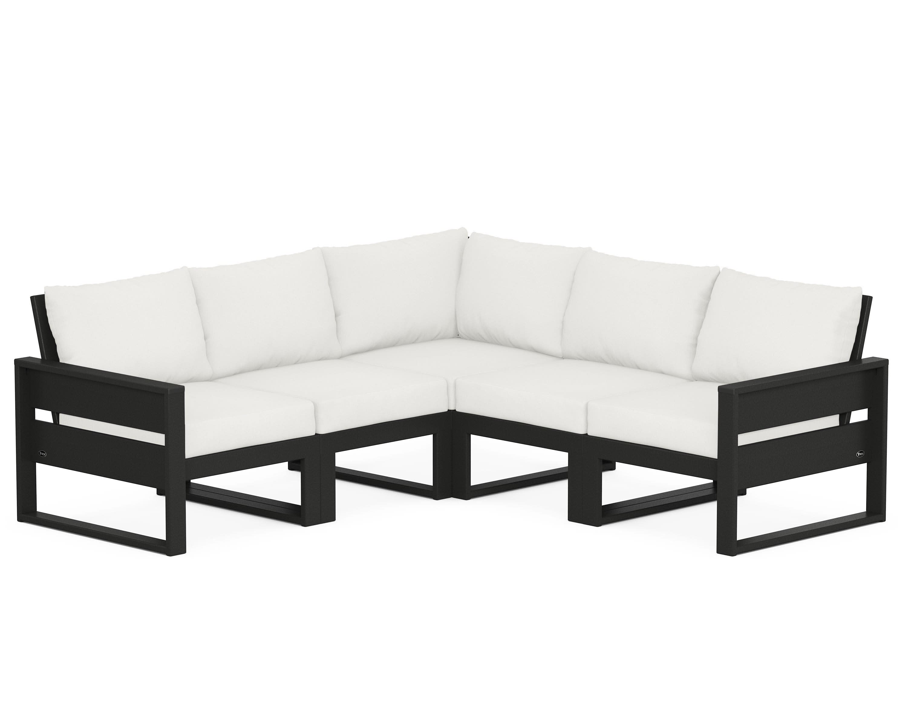 Eastport 5-Piece Sectional in Charcoal Black / Natural Linen