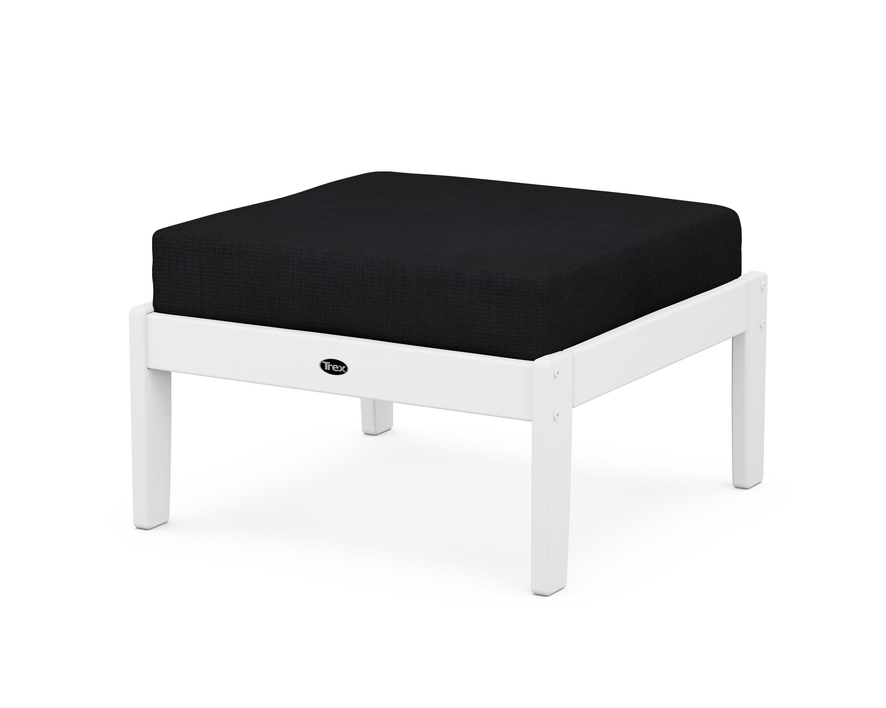 Yacht Club Deep Seating Ottoman in Classic White / Midnight Linen