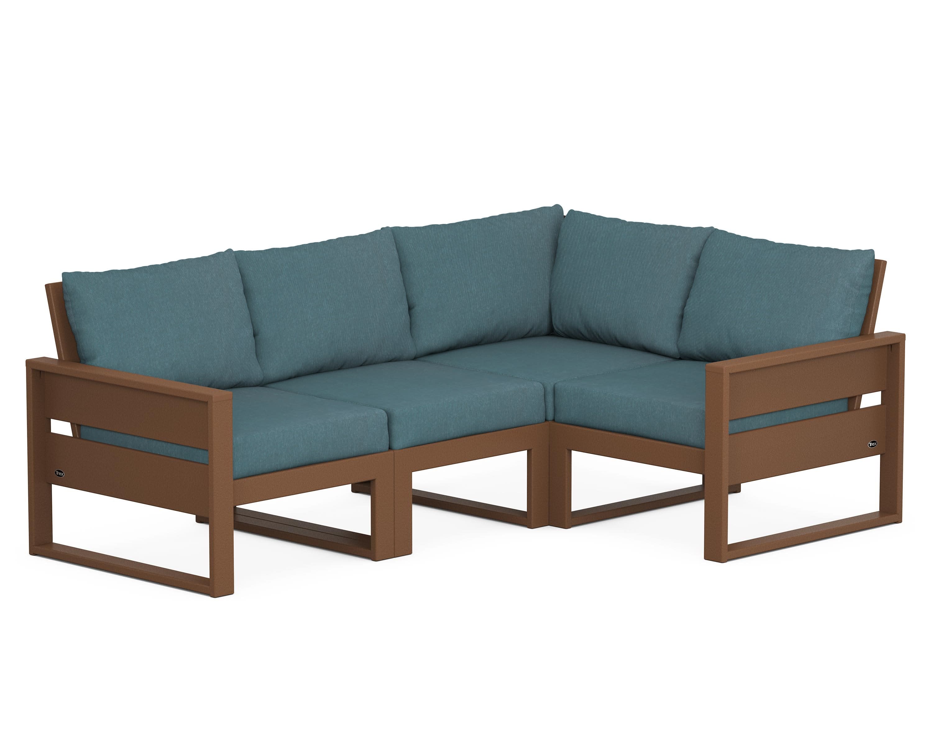 Eastport 4- Piece Sectional in Tree House / Ocean Teal