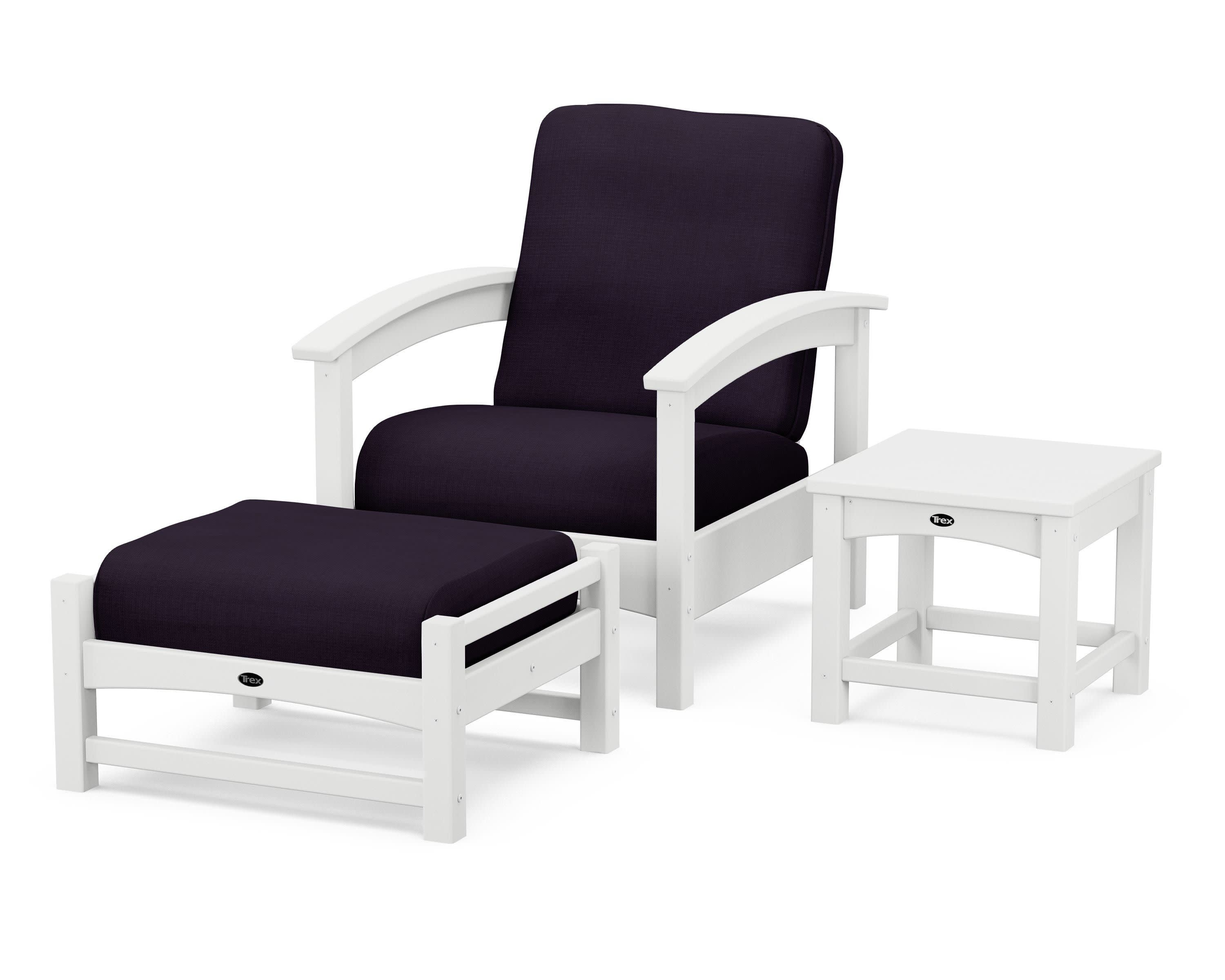 Rockport 3-Piece Deep Seating Set in Classic White / Navy Linen