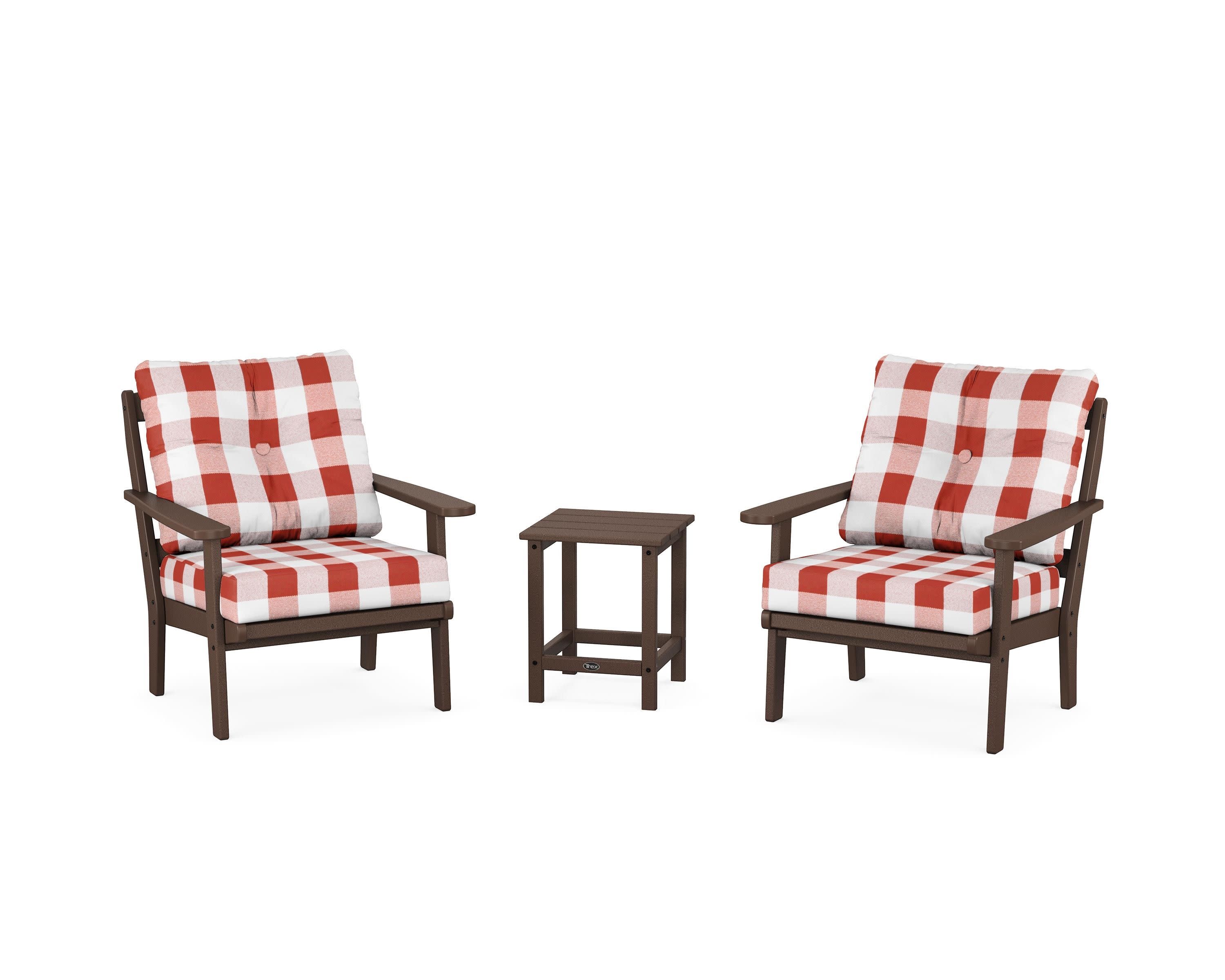 Cape Cod 3-Piece Deep Seating Set in Vintage Lantern / Buffalo Plaid Crimson