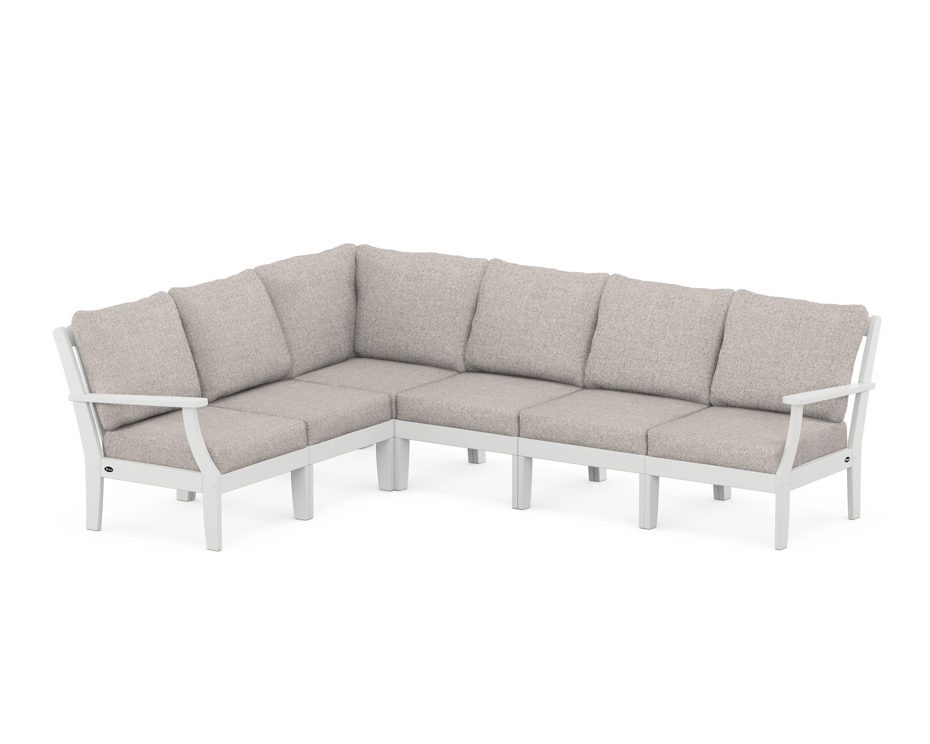 Yacht Club Modular 6-Piece Deep Seating Set in Classic White / Weathered Tweed