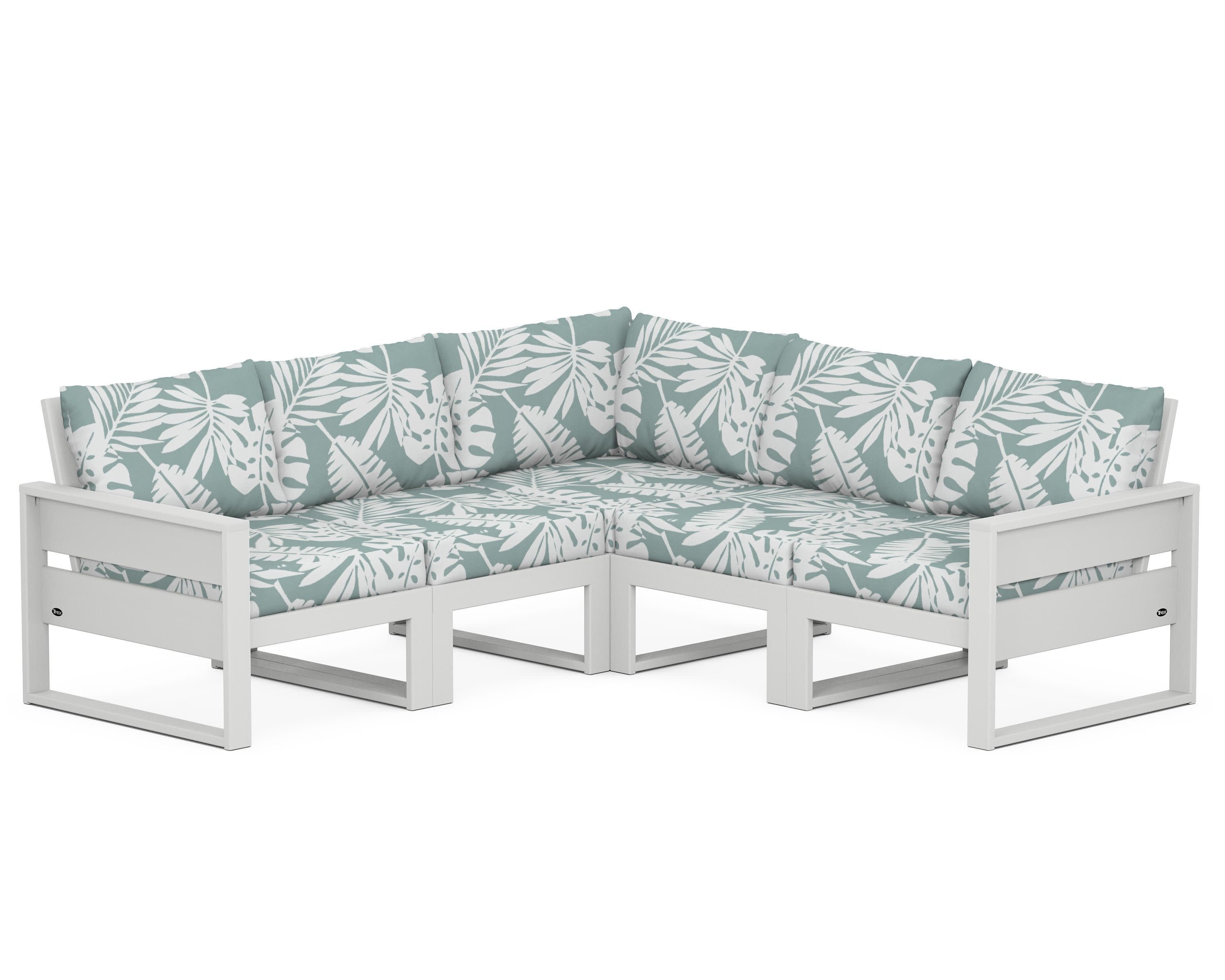 Eastport 5-Piece Sectional in Classic White / Leaf Glacier Spa