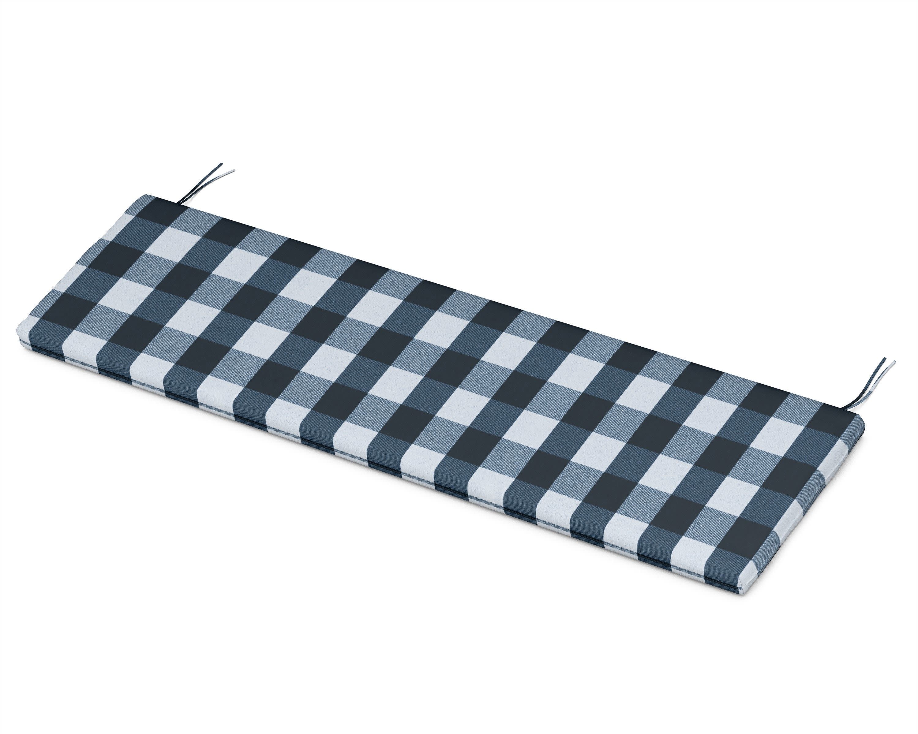 Bench Seat Cushion - 18.5"D x 55.5"W x 2.5"H in Buffalo Plaid Marine Indigo