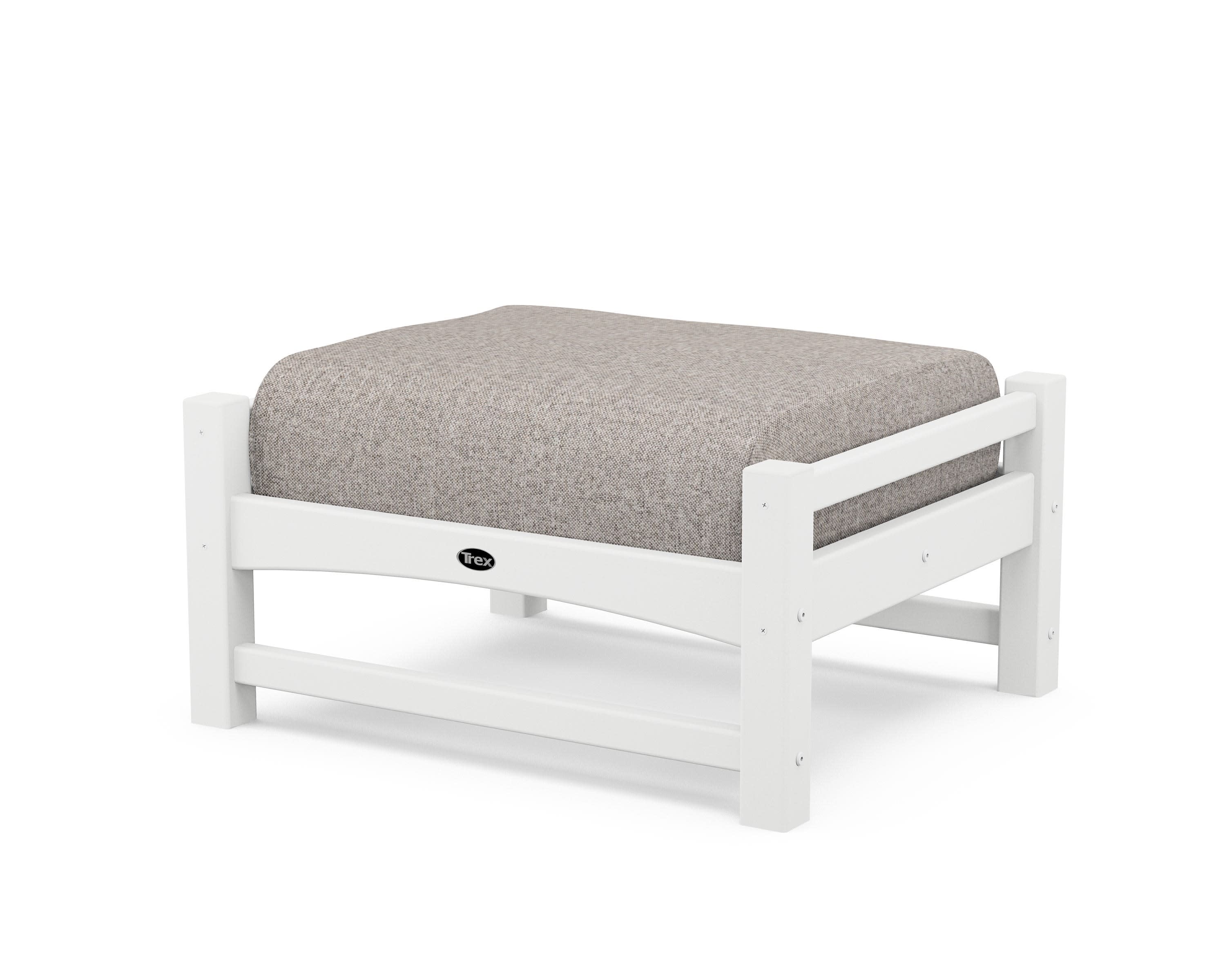 Rockport Club Ottoman in Classic White / Weathered Tweed