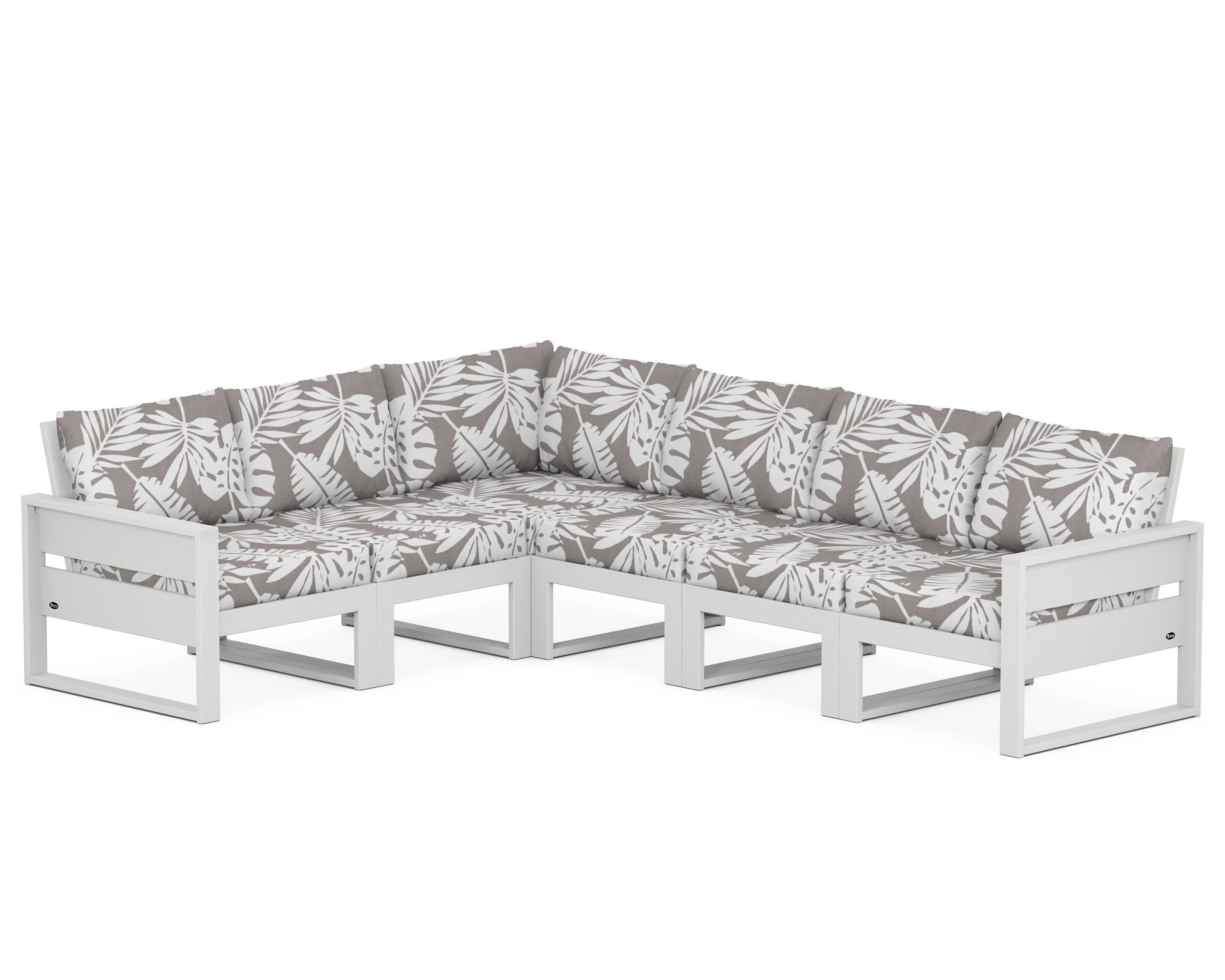 Eastport 6-Piece Sectional in Classic White / Leaf Grey Mist
