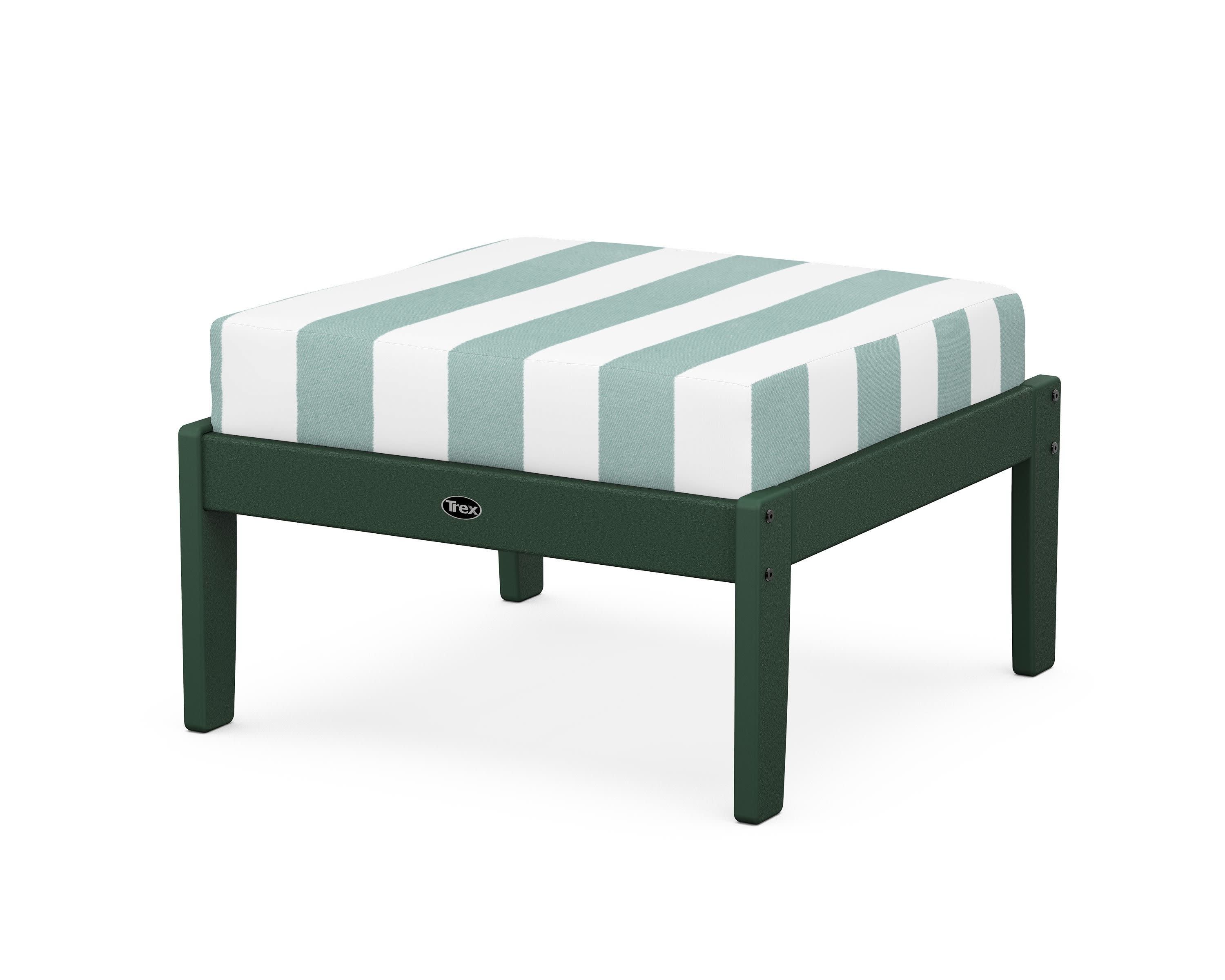 Yacht Club Deep Seating Ottoman in Rainforest Canopy / Cabana Stripe Glacier Spa