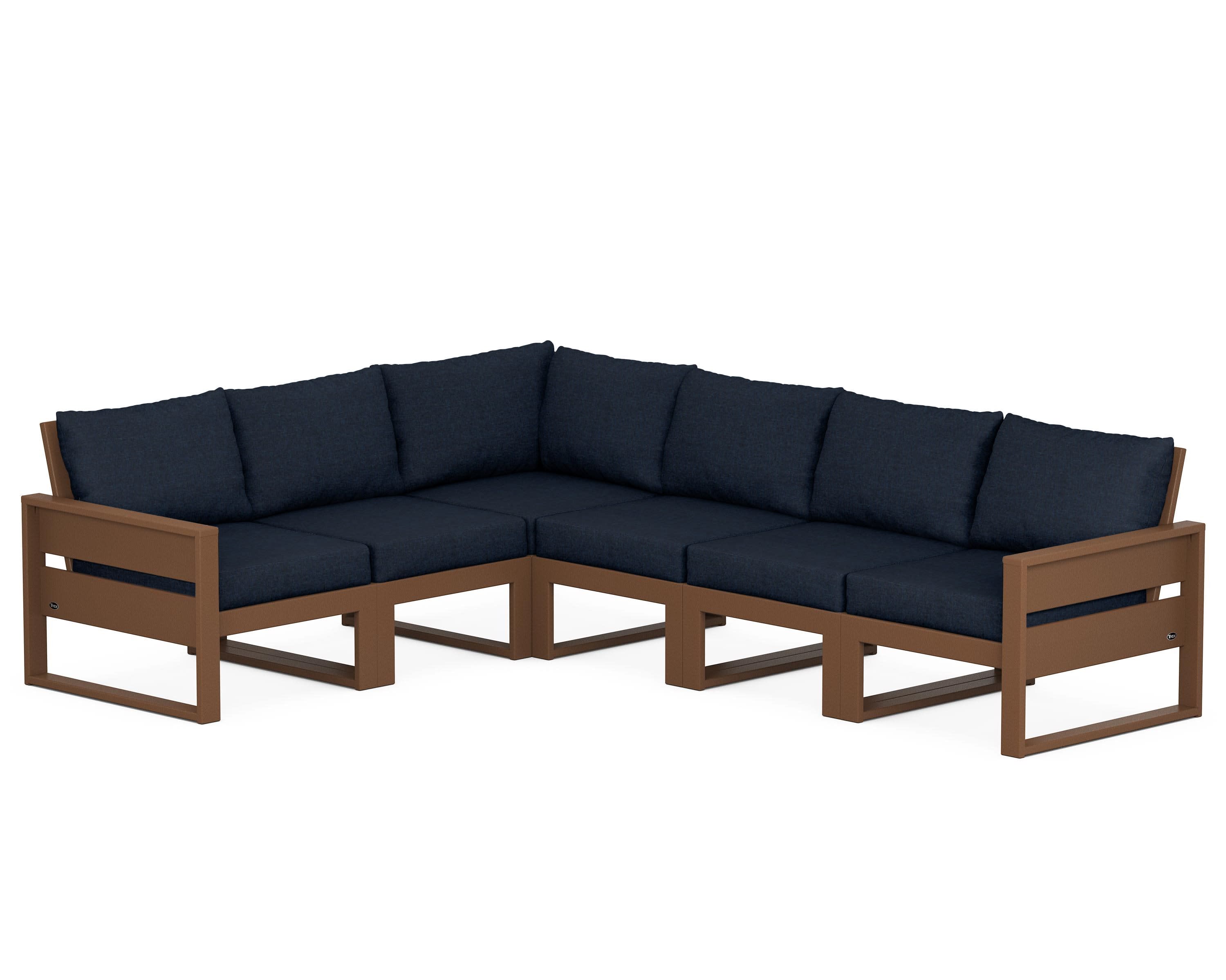 Eastport 6-Piece Sectional in Tree House / Marine Indigo