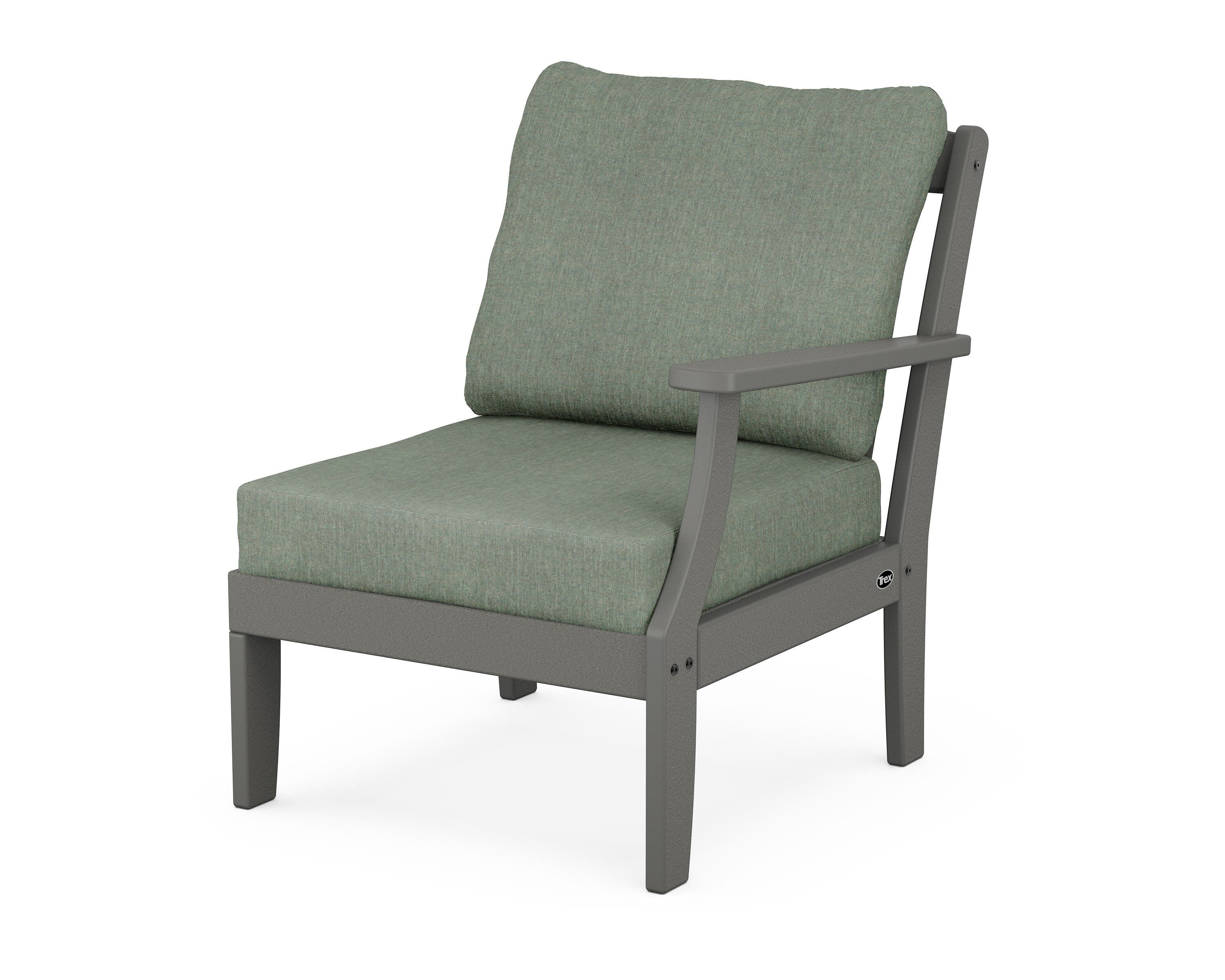 Yacht Club Modular Right Arm Chair in Stepping Stone / Cast Sage
