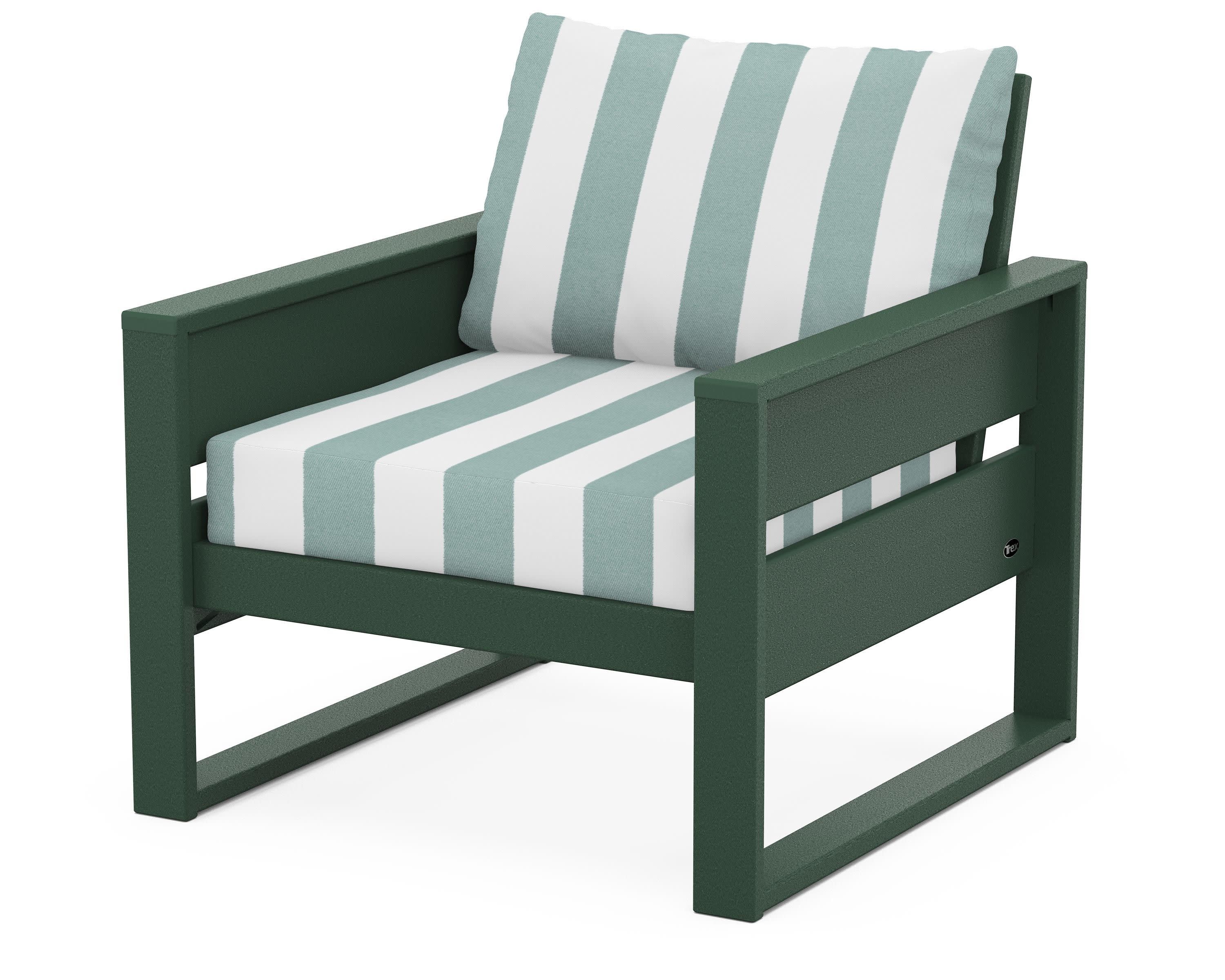 Eastport Club Chair in Rainforest Canopy / Cabana Stripe Glacier Spa