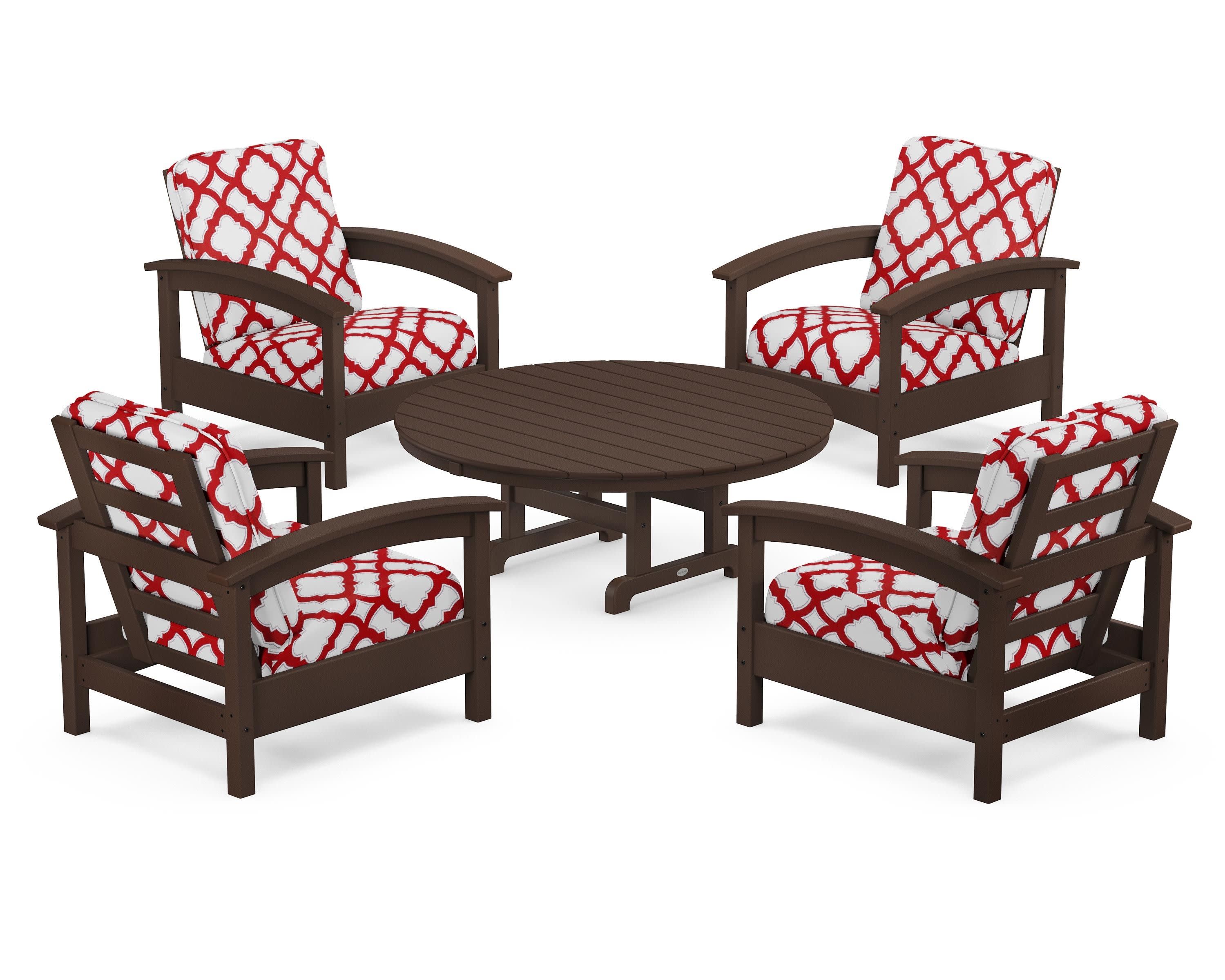 Rockport 5-Piece Deep Seating Set in Vintage Lantern / Trellis Crimson