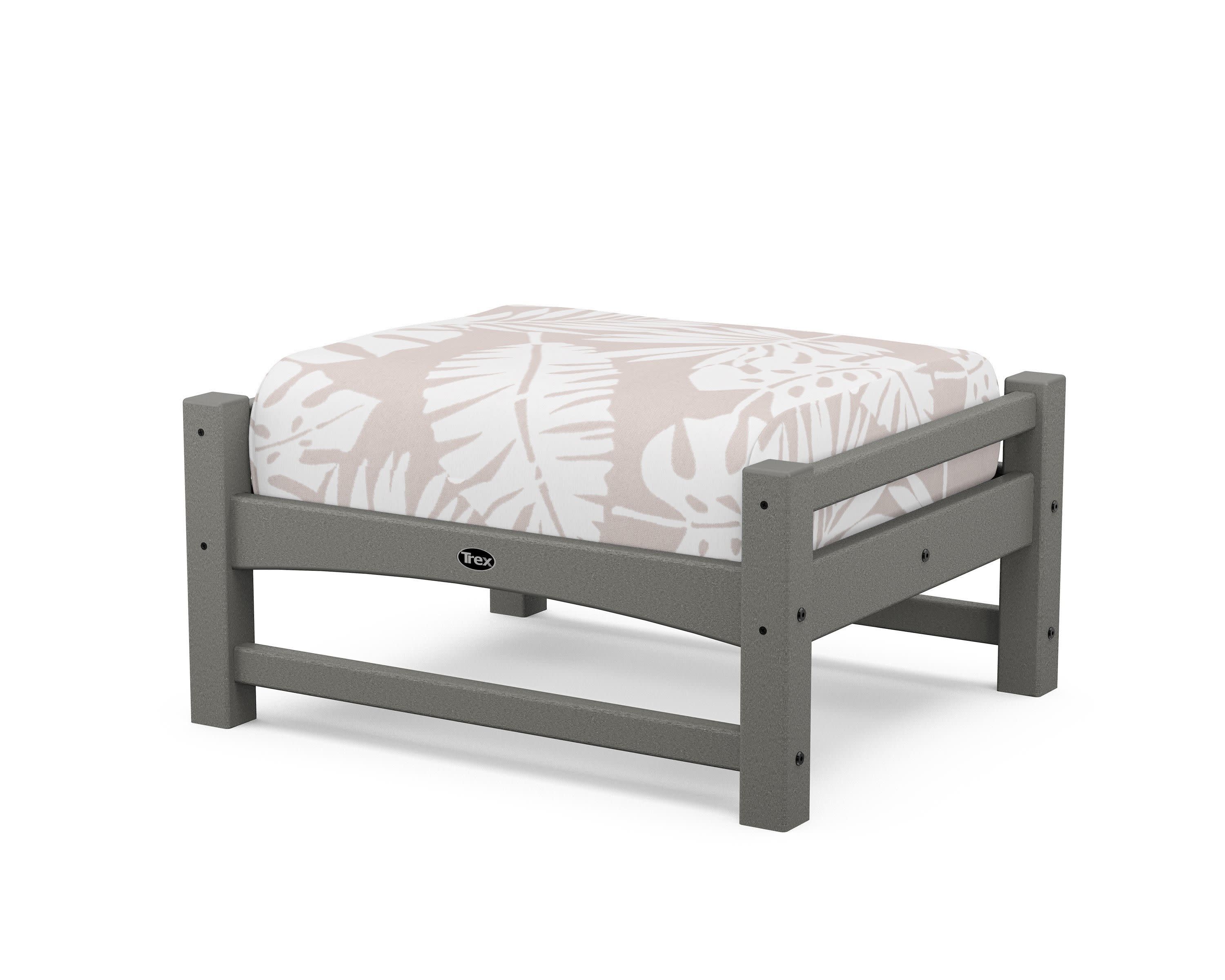 Rockport Club Ottoman in Stepping Stone / Leaf Dune Burlap