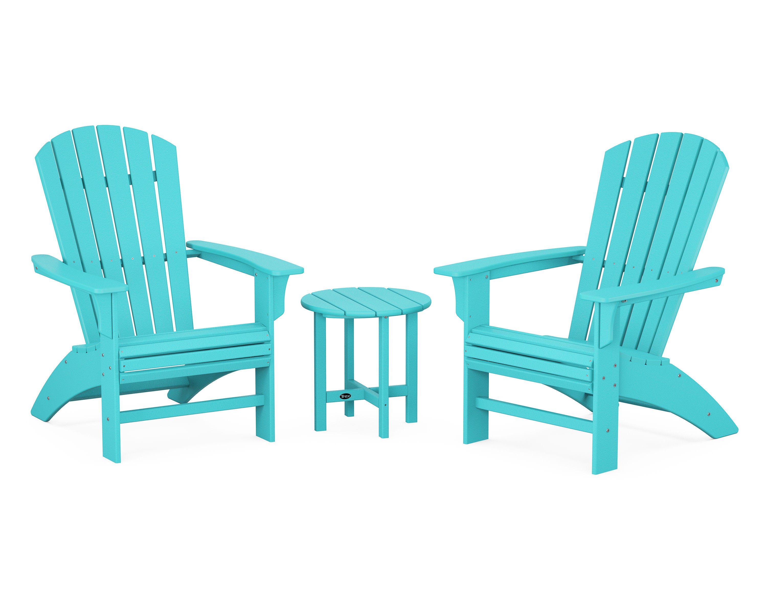 Yacht Club 3-Piece Curveback Adirondack Set in Aruba